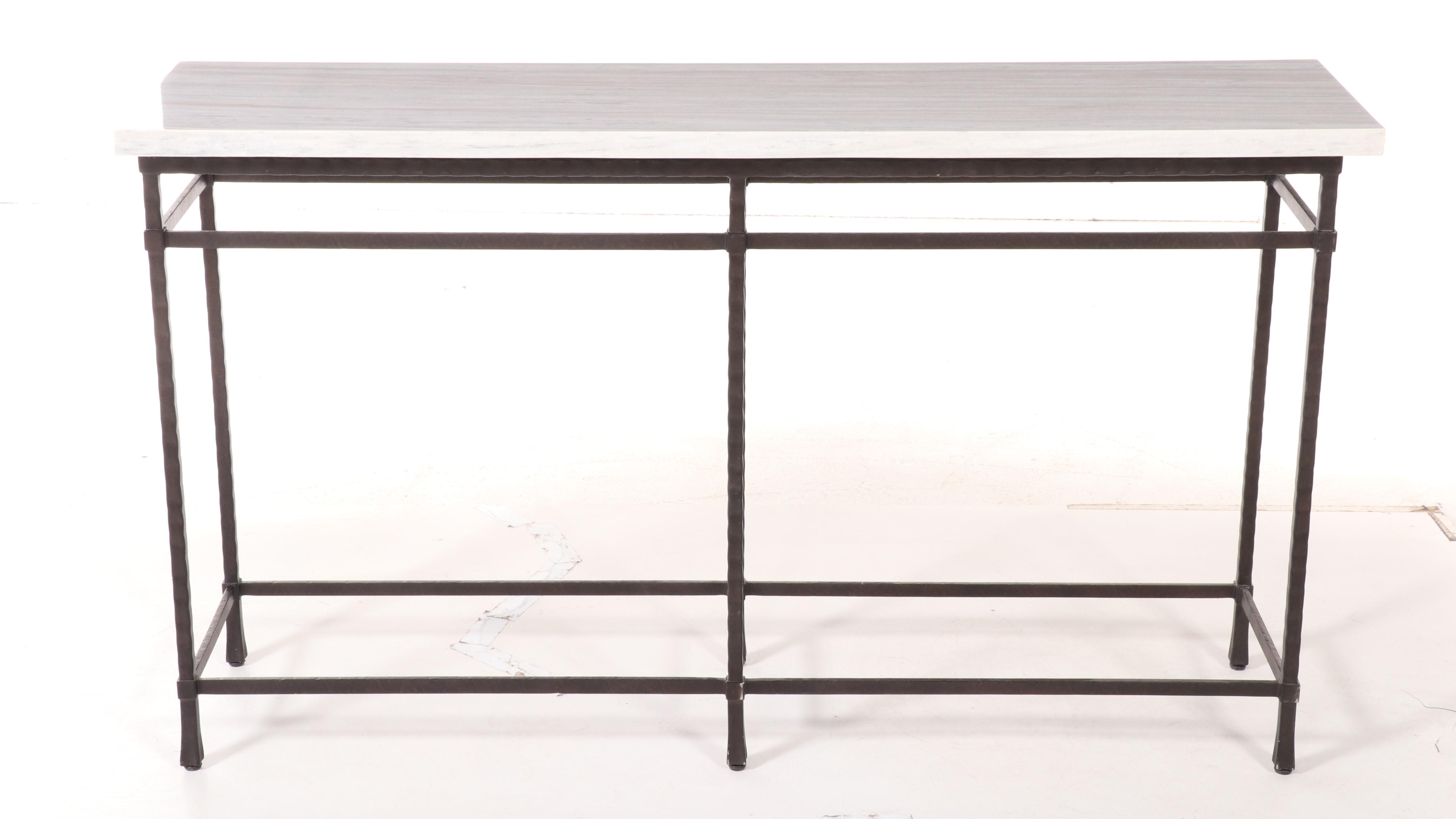 Contemporary Metal and Marble Top Console Table
