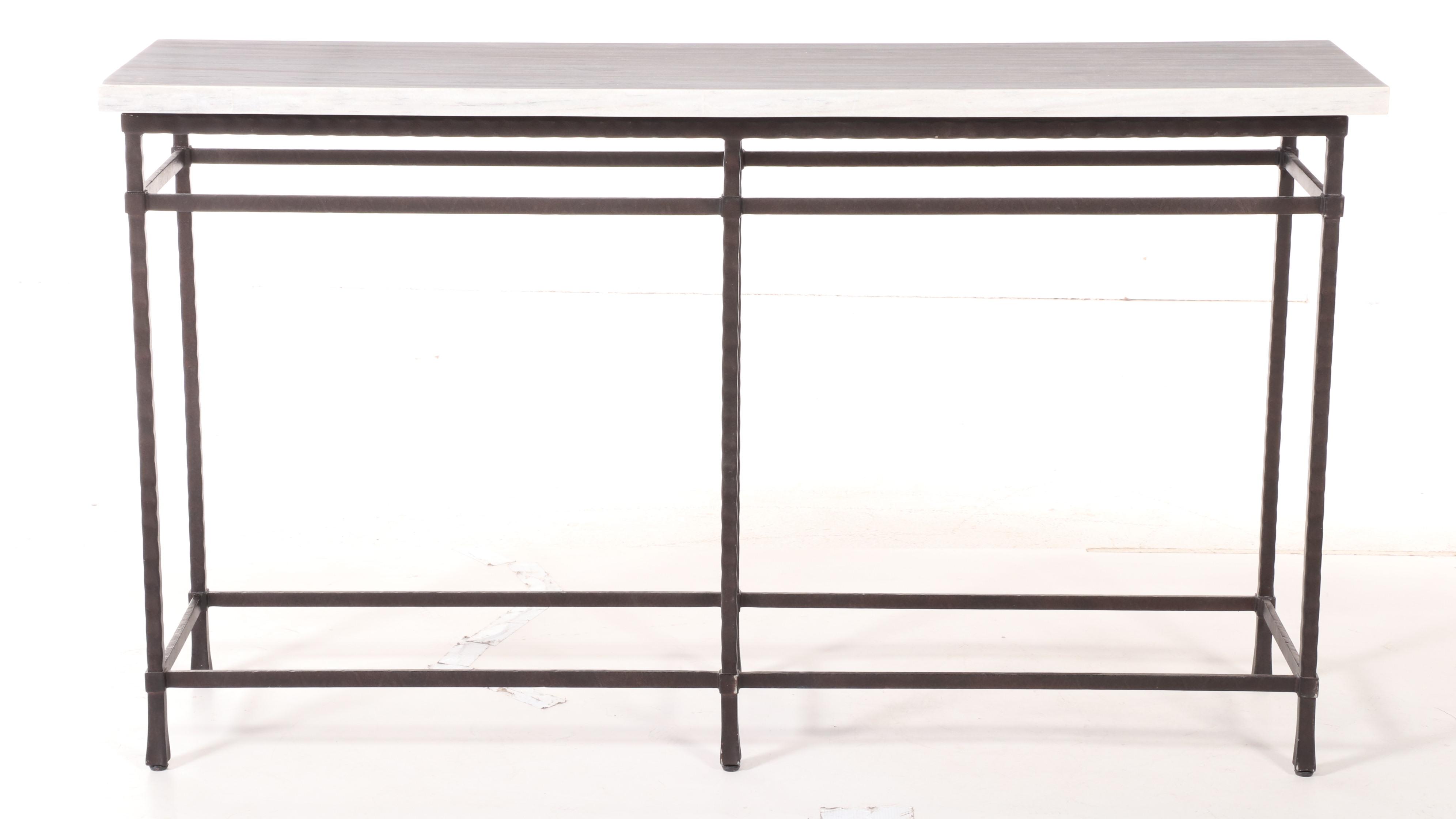 Contemporary Metal and Marble Top Console Table