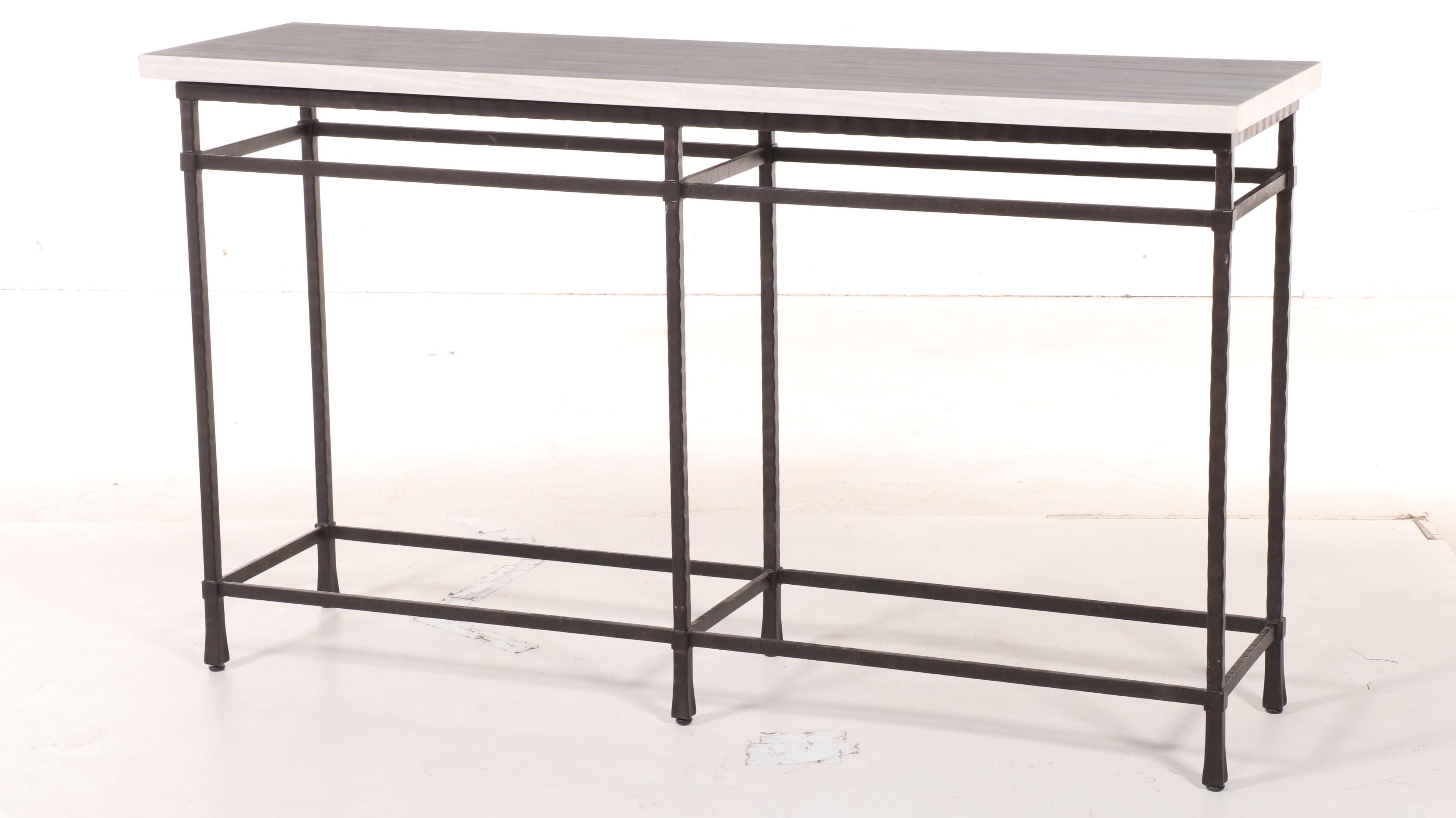 Contemporary Metal and Marble Top Console Table