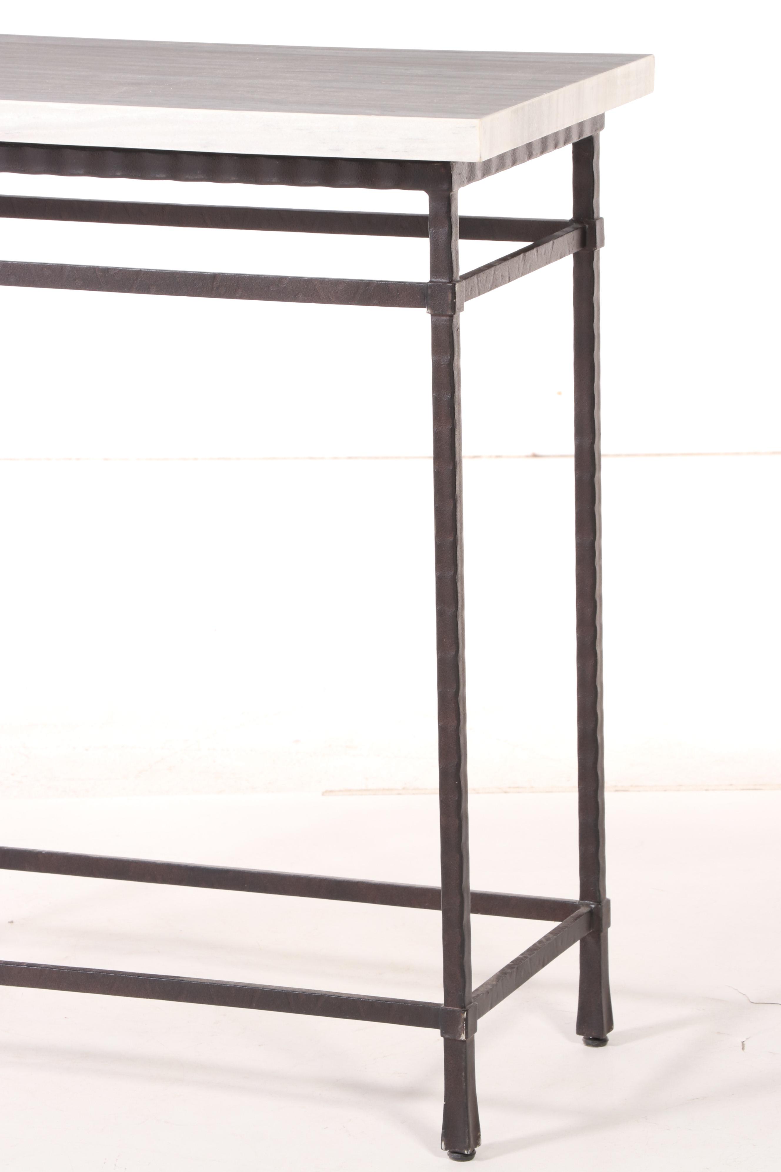 Contemporary Metal and Marble Top Console Table
