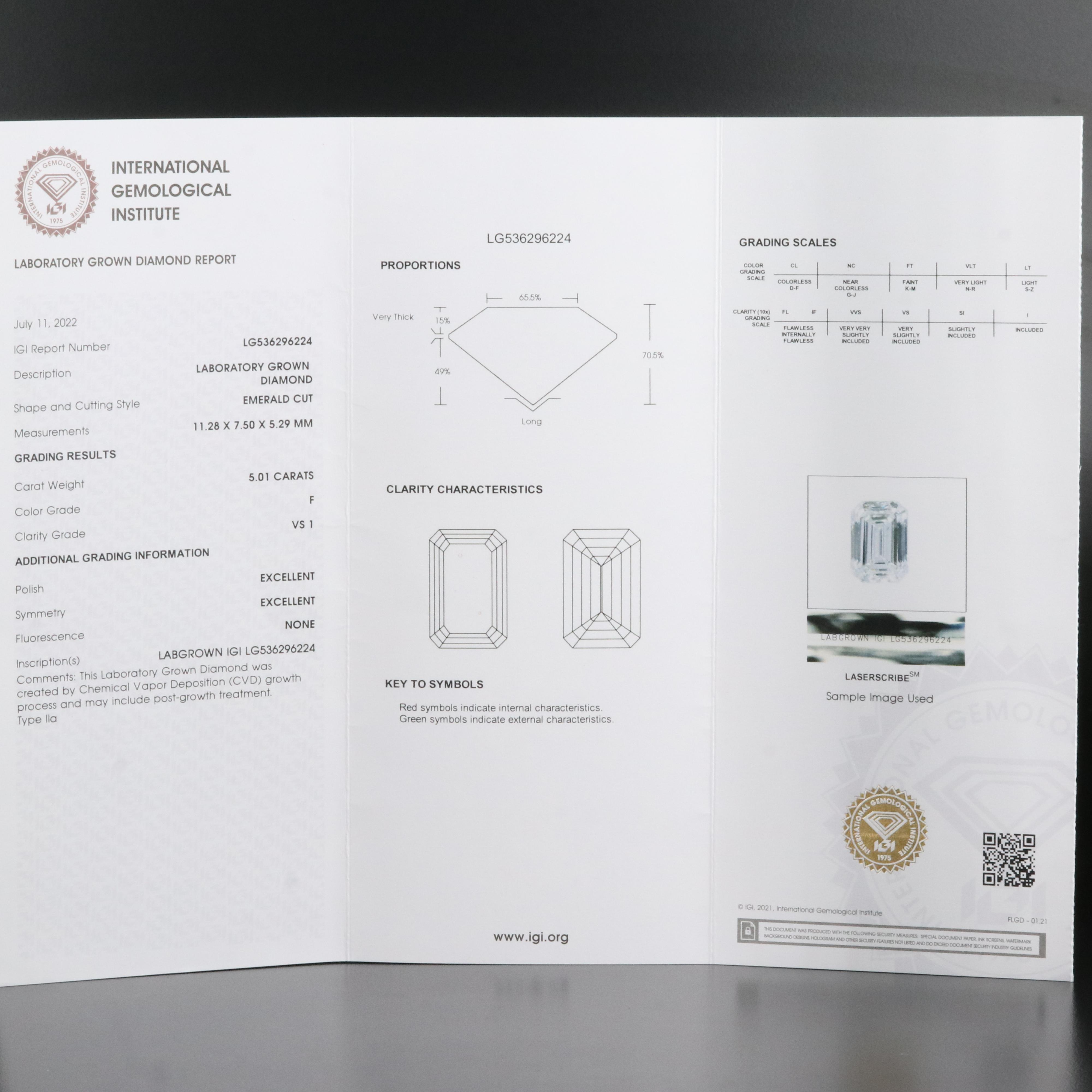 Platinum 5.28 CTW Lab Grown Diamond Ring with IGI Report