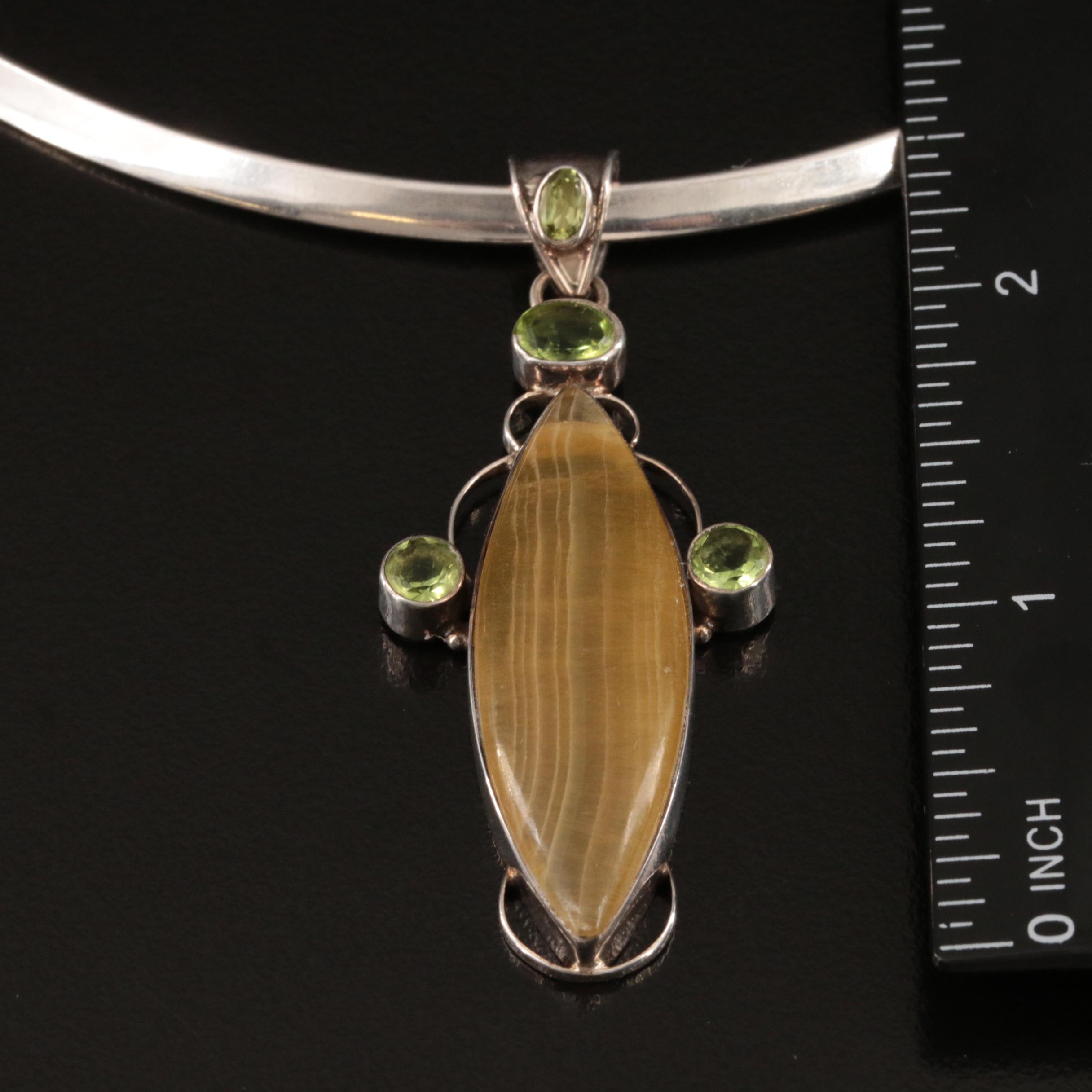 Sterling Labradorite, Glass and Turquoise Pendant Necklaces and Pendant