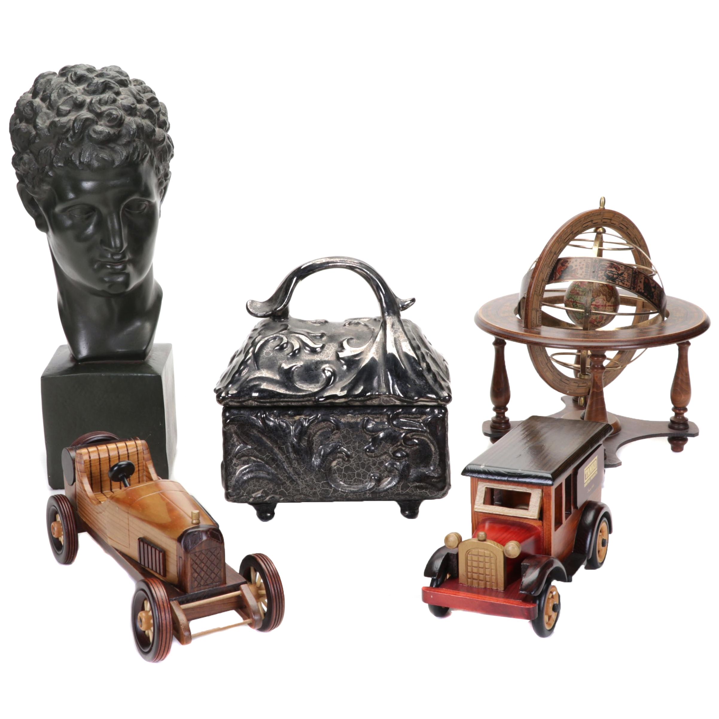 Zodiac Globe, Wooden Cars With Bust After Hermes of Praxiteles, and More