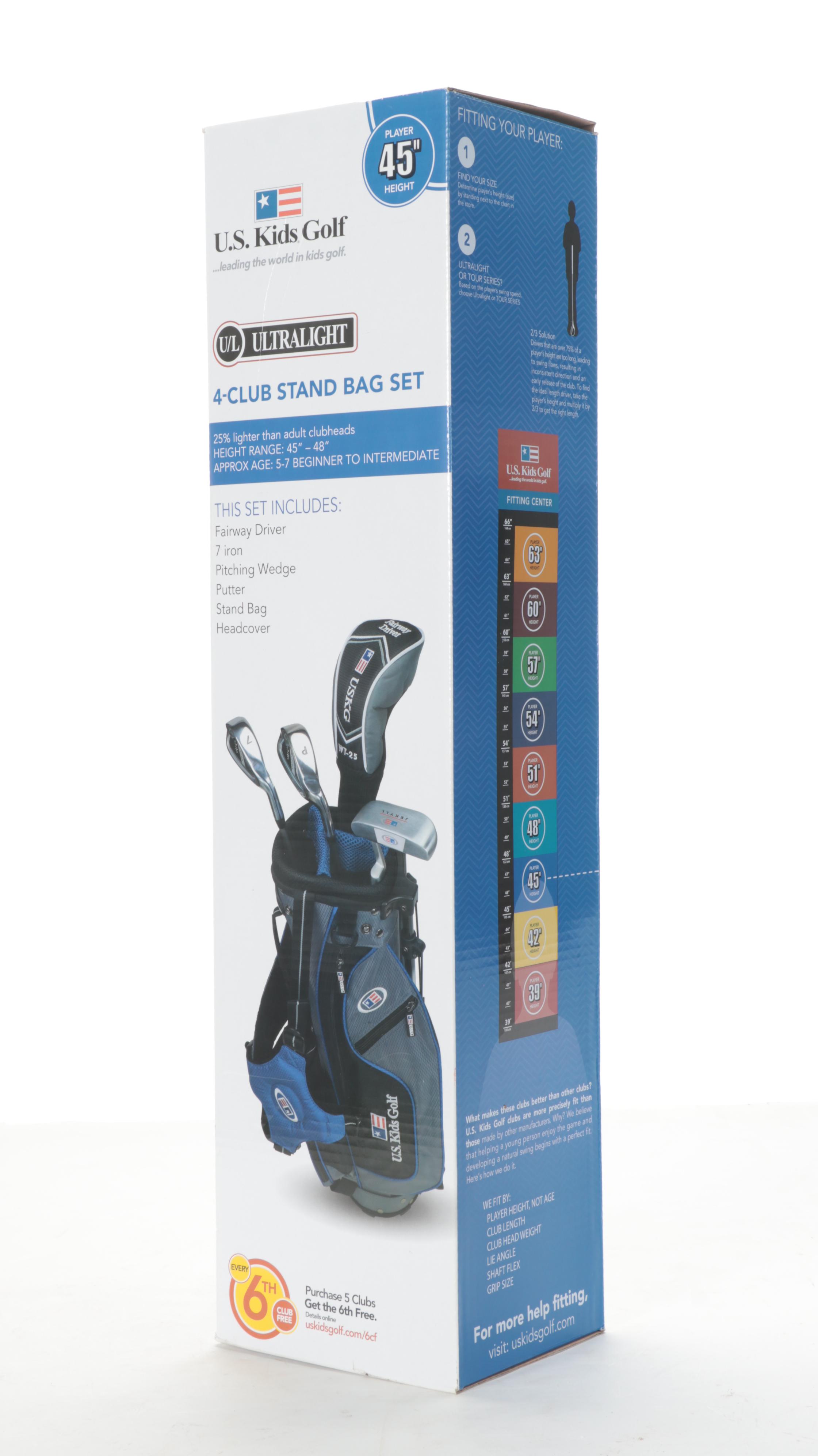US Kids Golf Nylon Golf Bag With Clubs