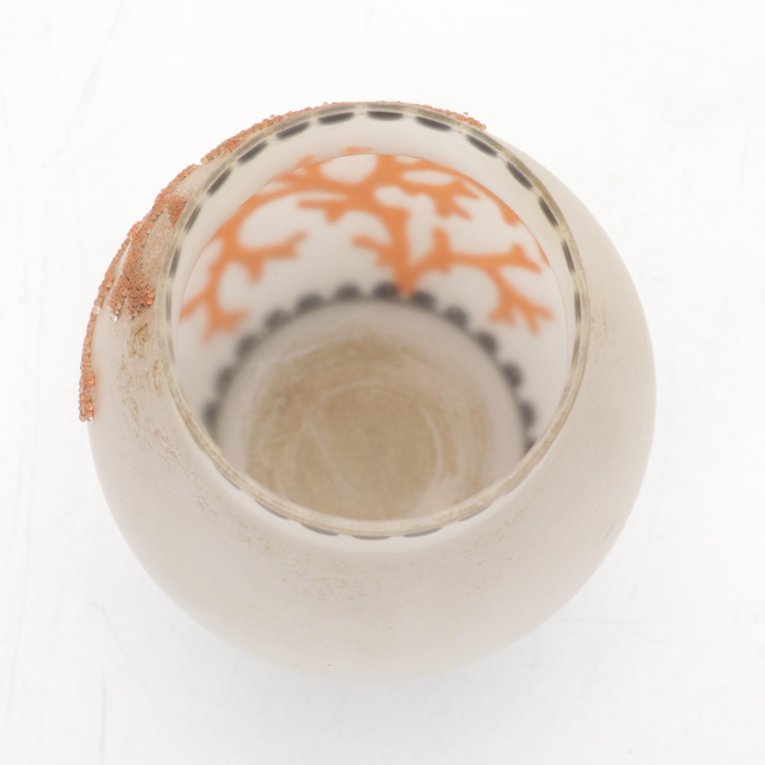 Coralene Glass Vase, Sea Shells, Fossil Coral, Fossil Shark Teeth, Wooden Box