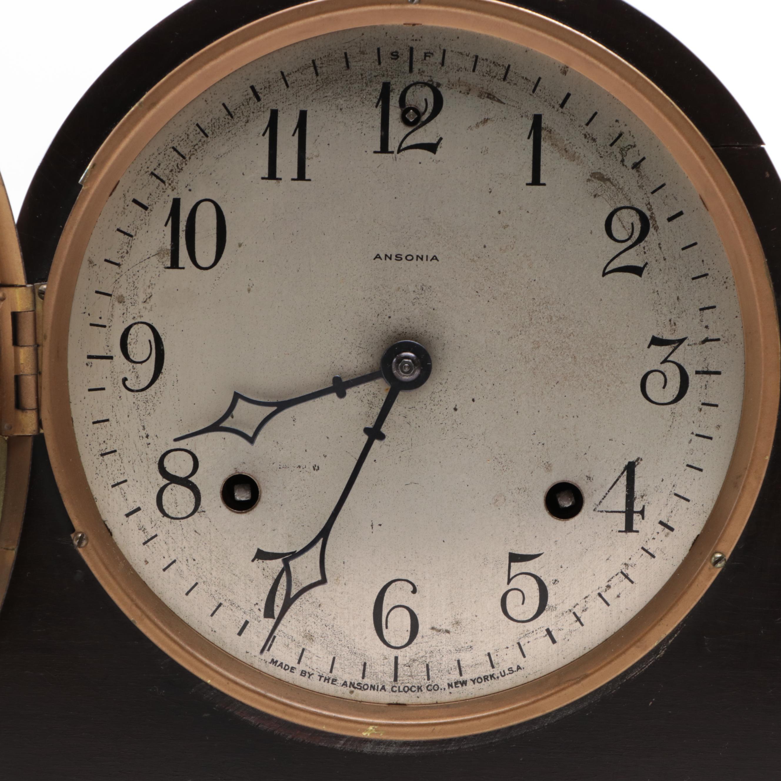 Ansonia Tambour Style Mantel Clock, Late 19th/Early 20th Century