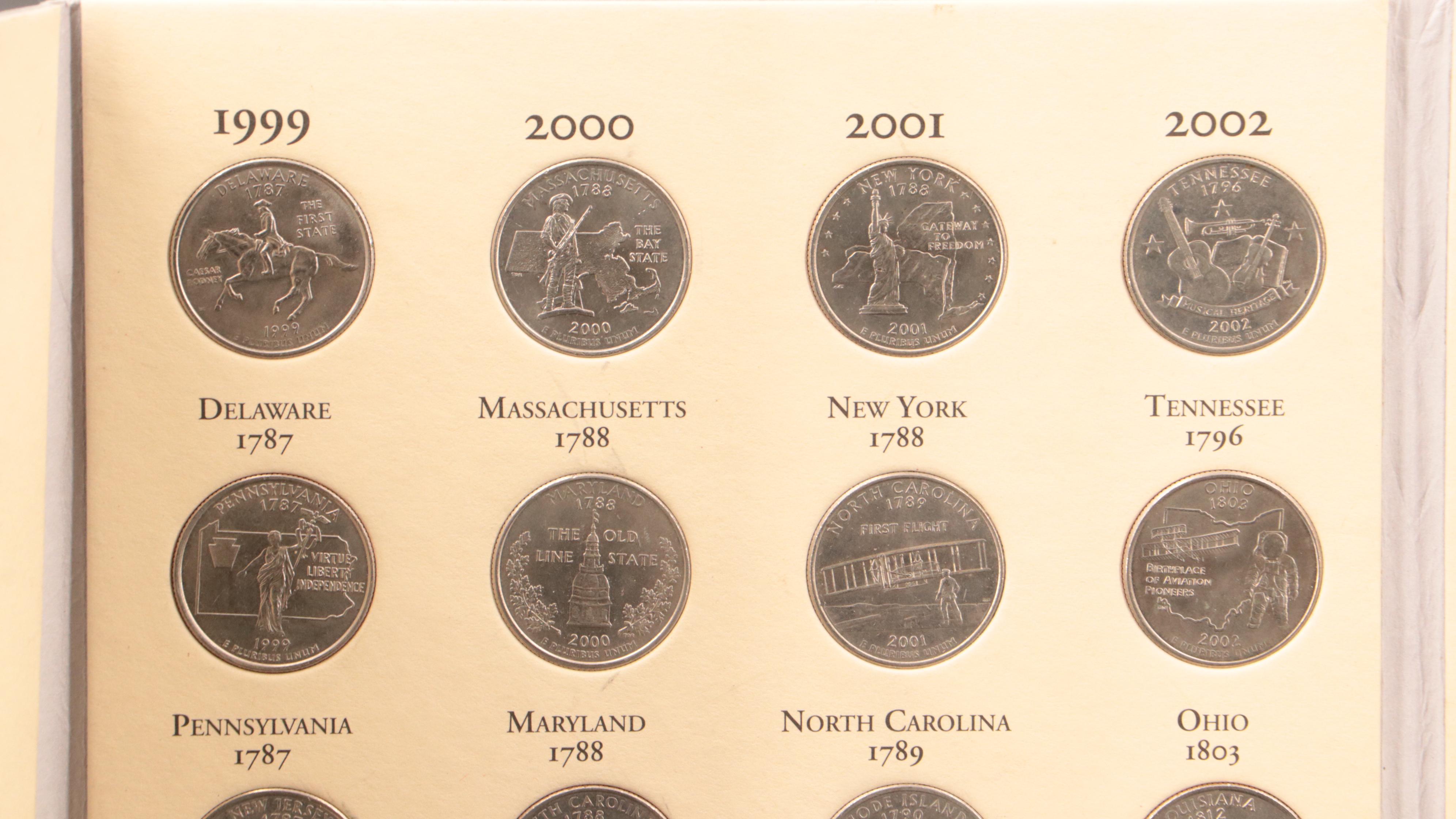 Three Littleton Binders of Statehood and National Parks Quarters