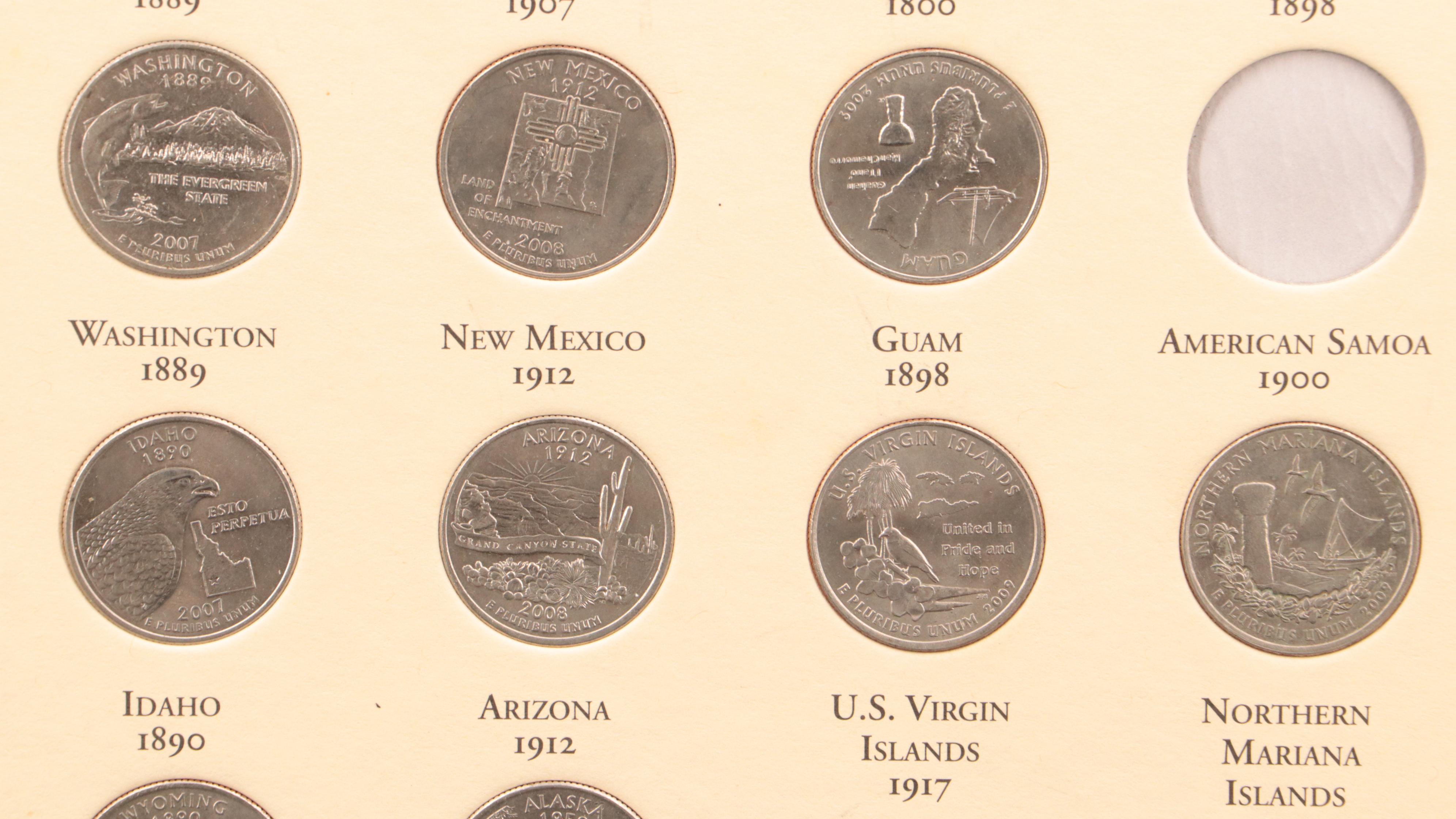 Three Littleton Binders of Statehood and National Parks Quarters