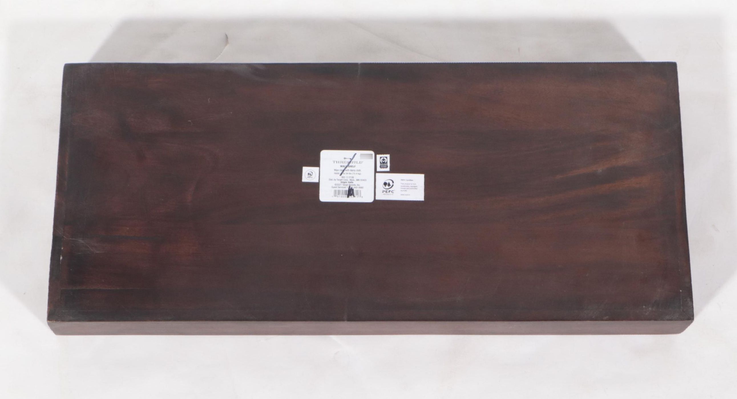 Pair of Threshold Wood Block Wall Shelves in Walnut