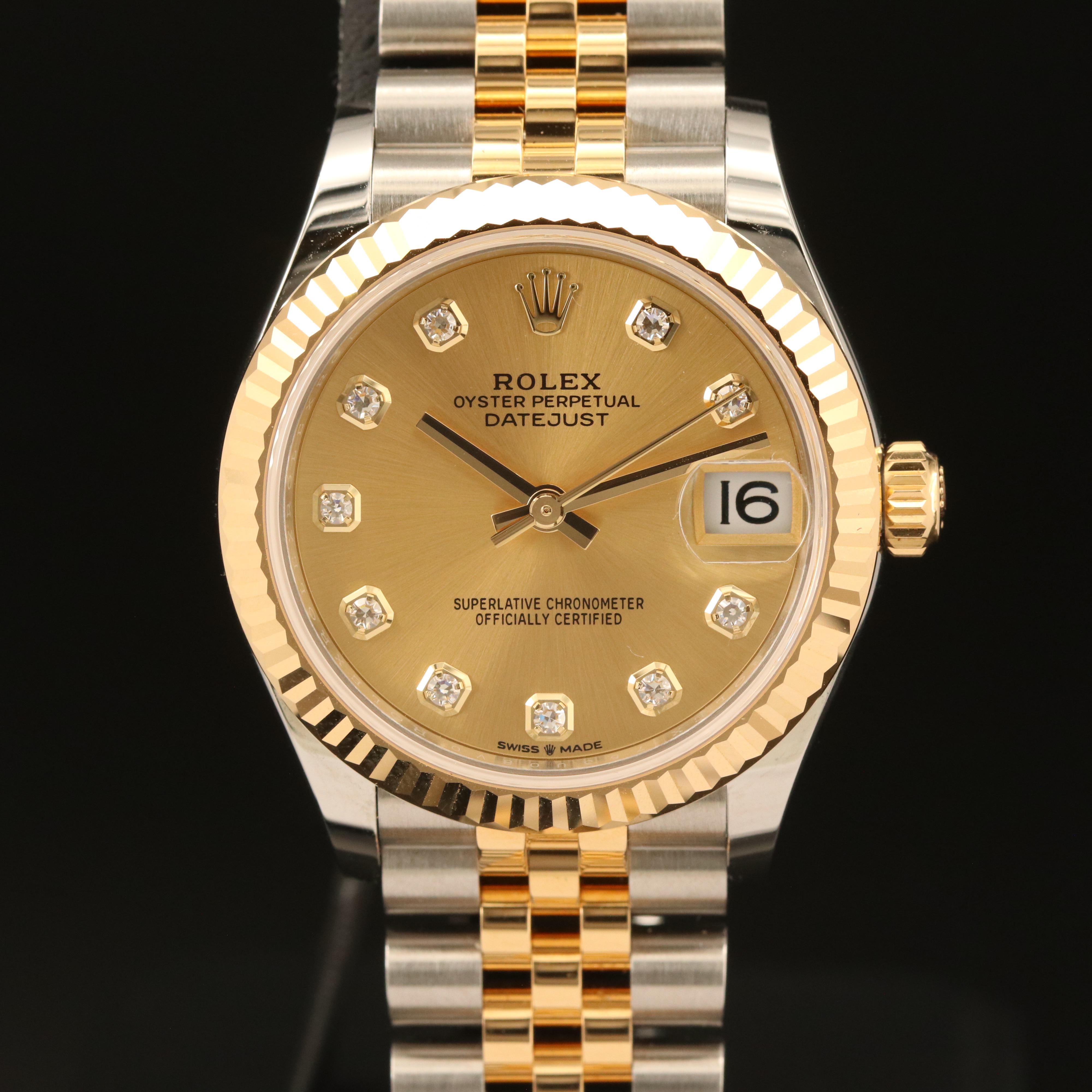 Rolex 18K Diamond Oyster Perpetual Datejust Watch