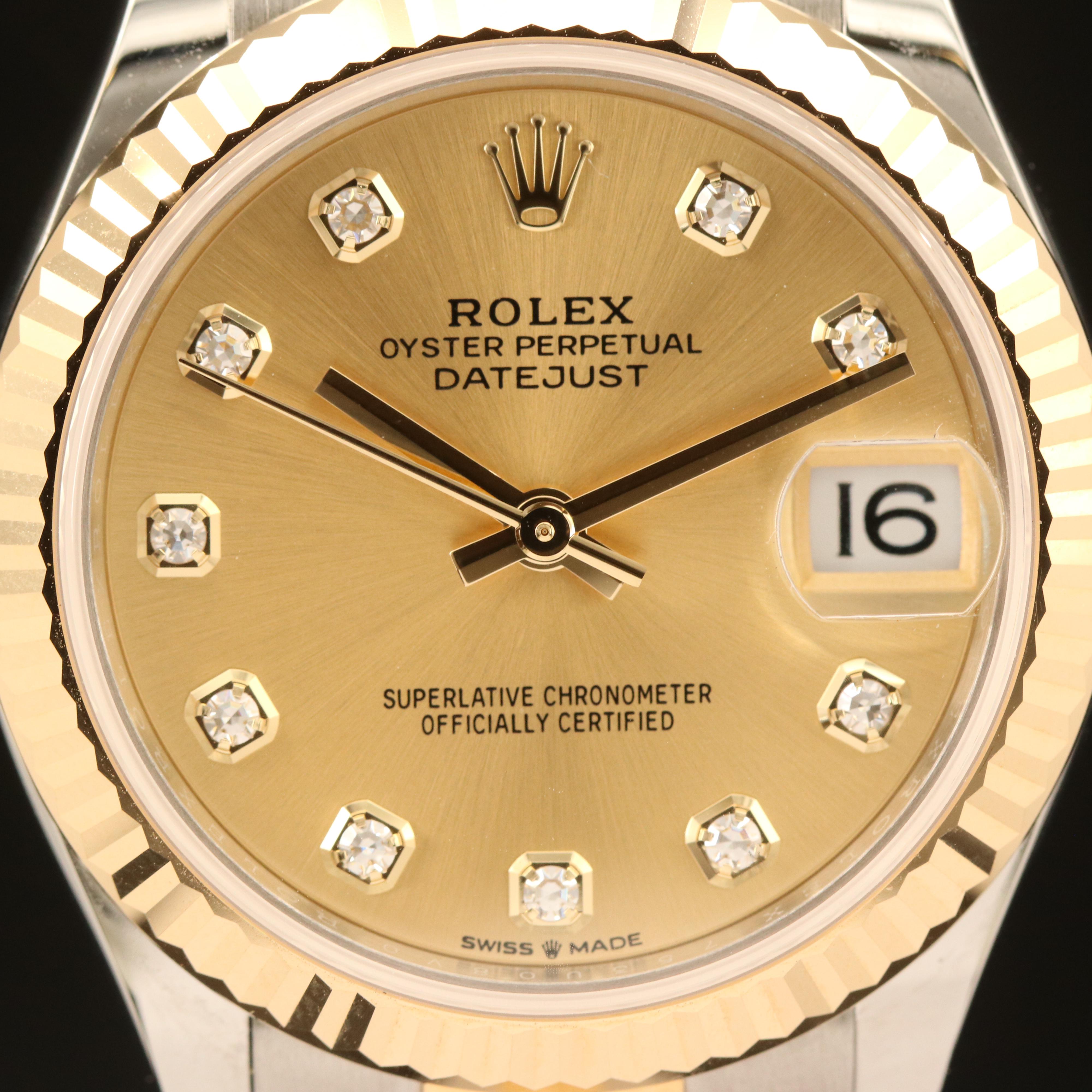 Rolex 18K Diamond Oyster Perpetual Datejust Watch