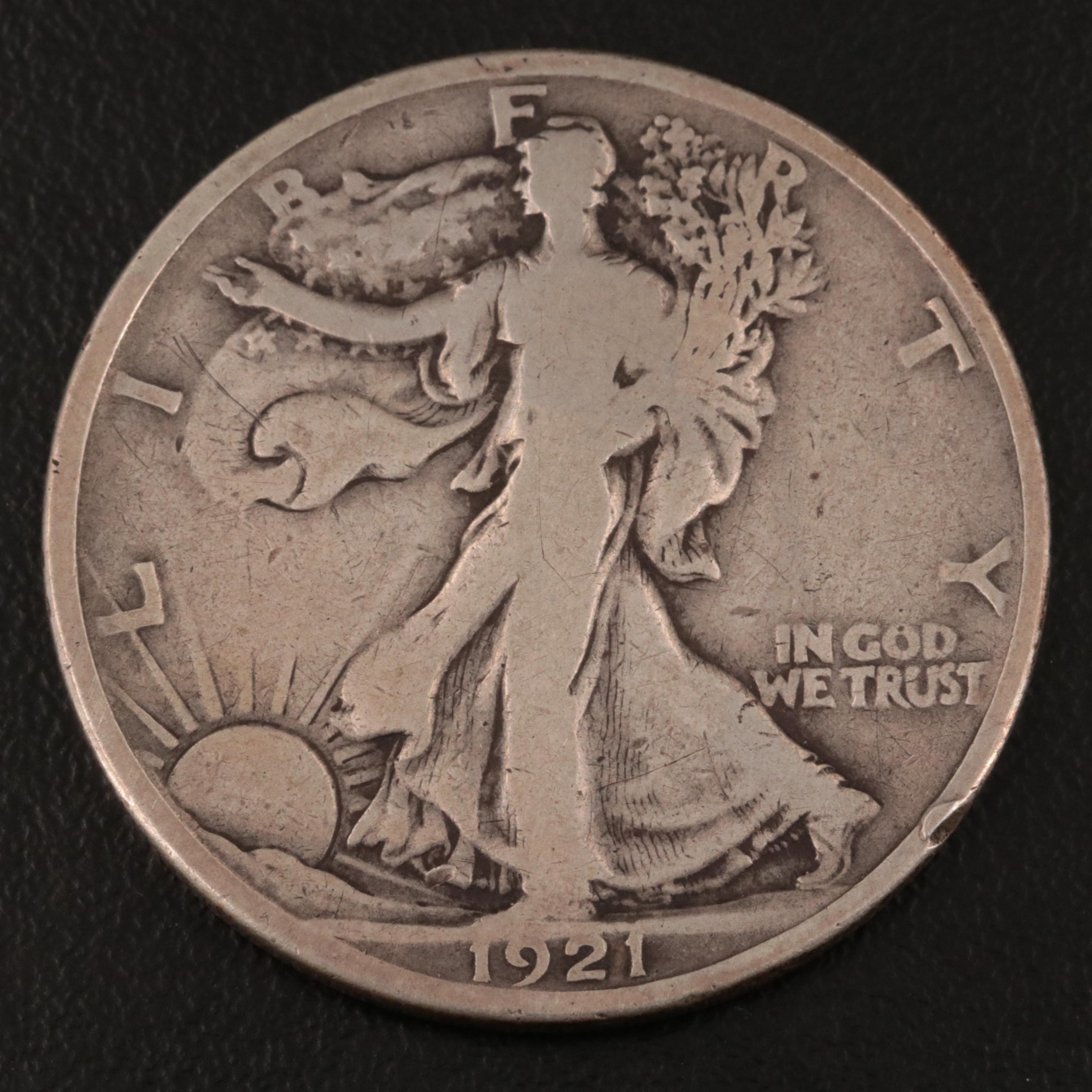Key Date Low Mintage 1921 Walking Liberty Silver Half Dollar