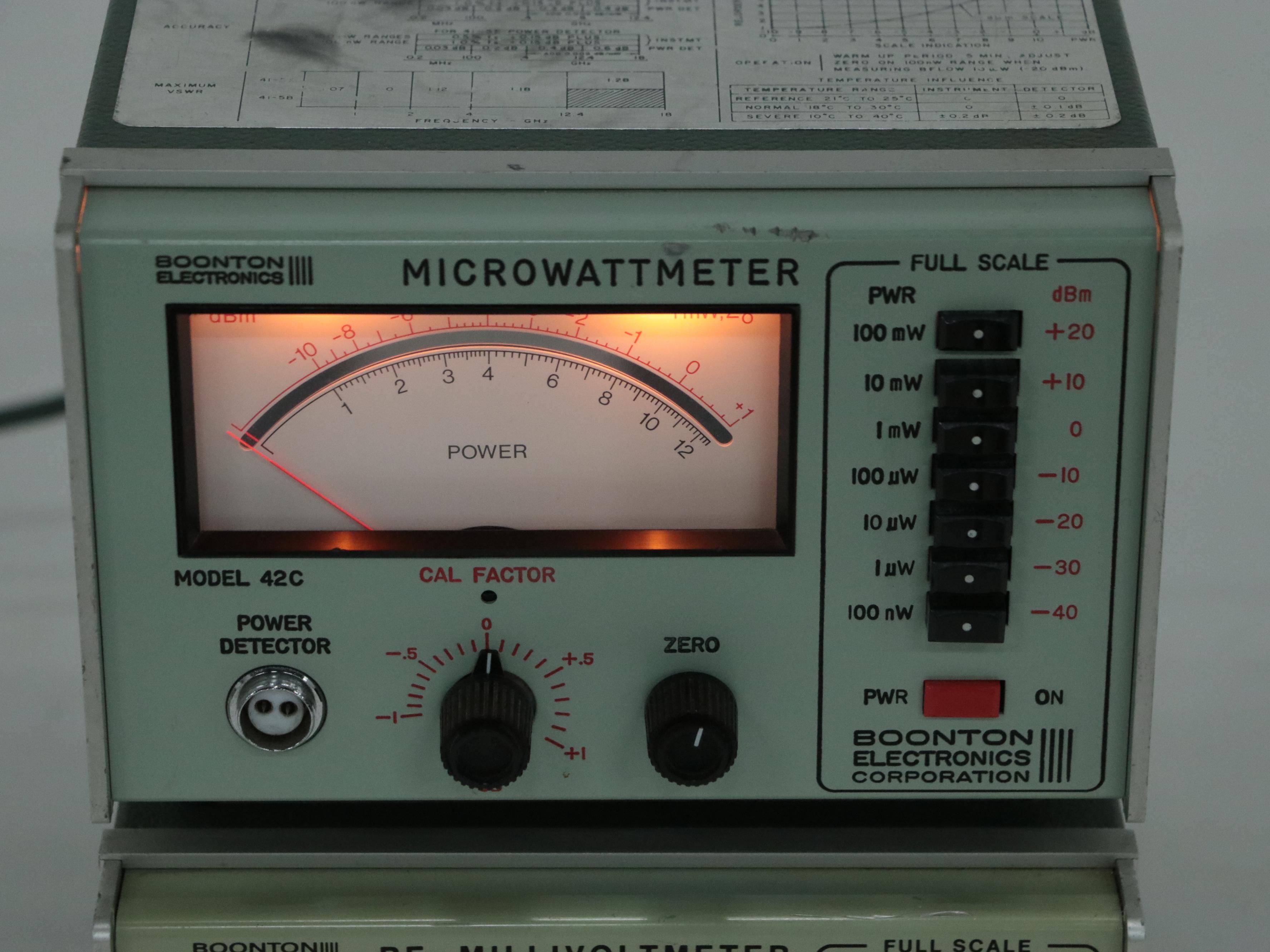 Boonton Electronics Microwattmeter and RF Millivoltmeter