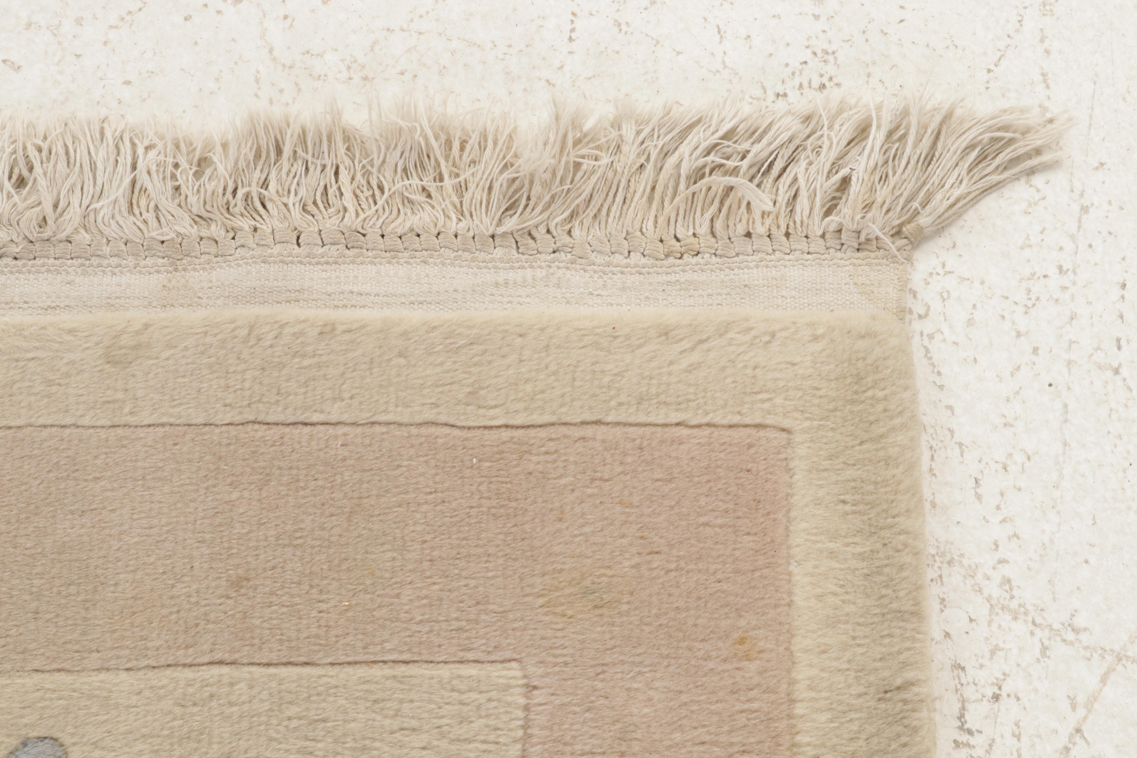 2'2 x 10'7 Hand-Knotted Chinese Carved Nichols Style Carpet Runner