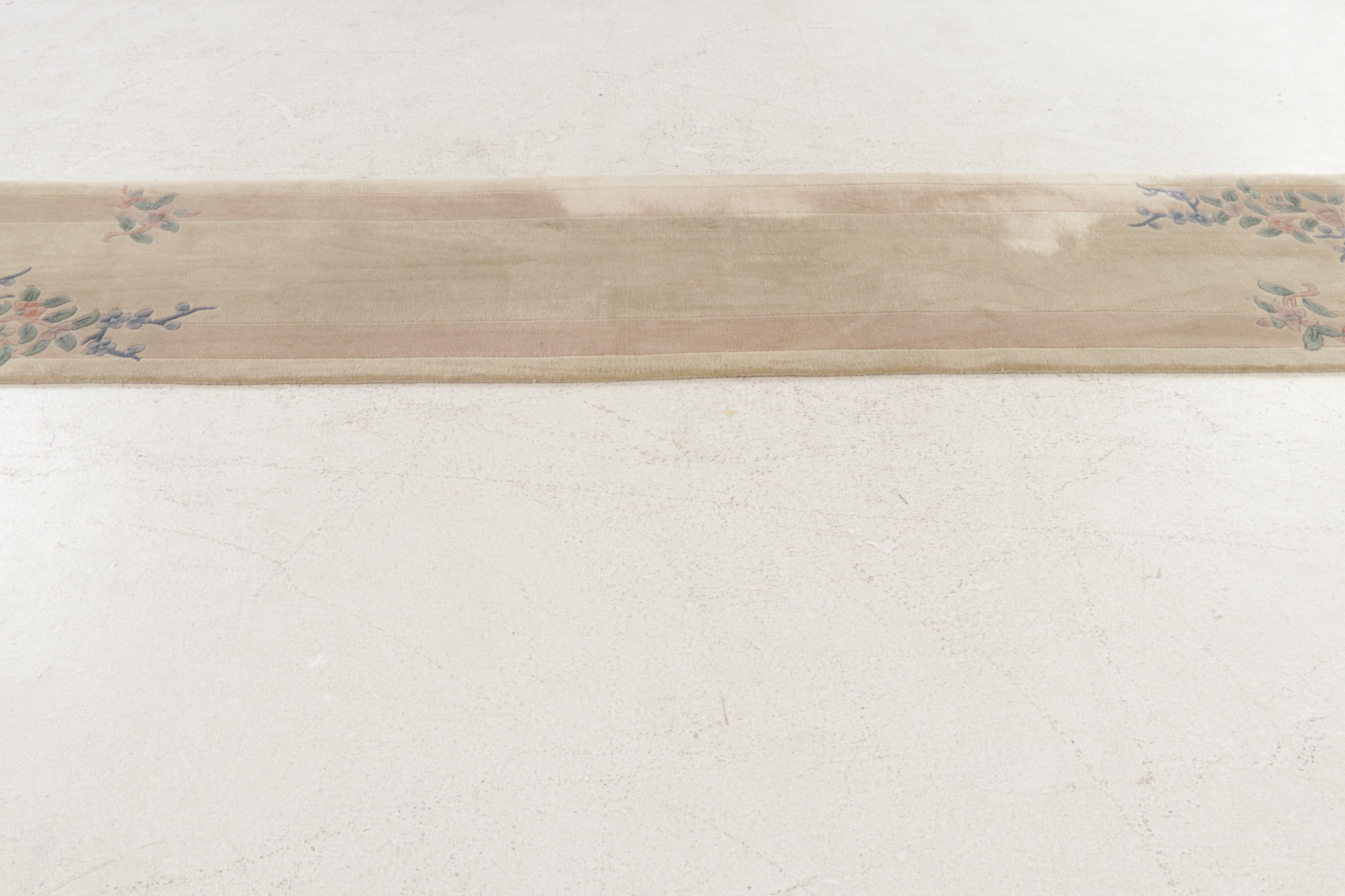 2'2 x 10'7 Hand-Knotted Chinese Carved Nichols Style Carpet Runner