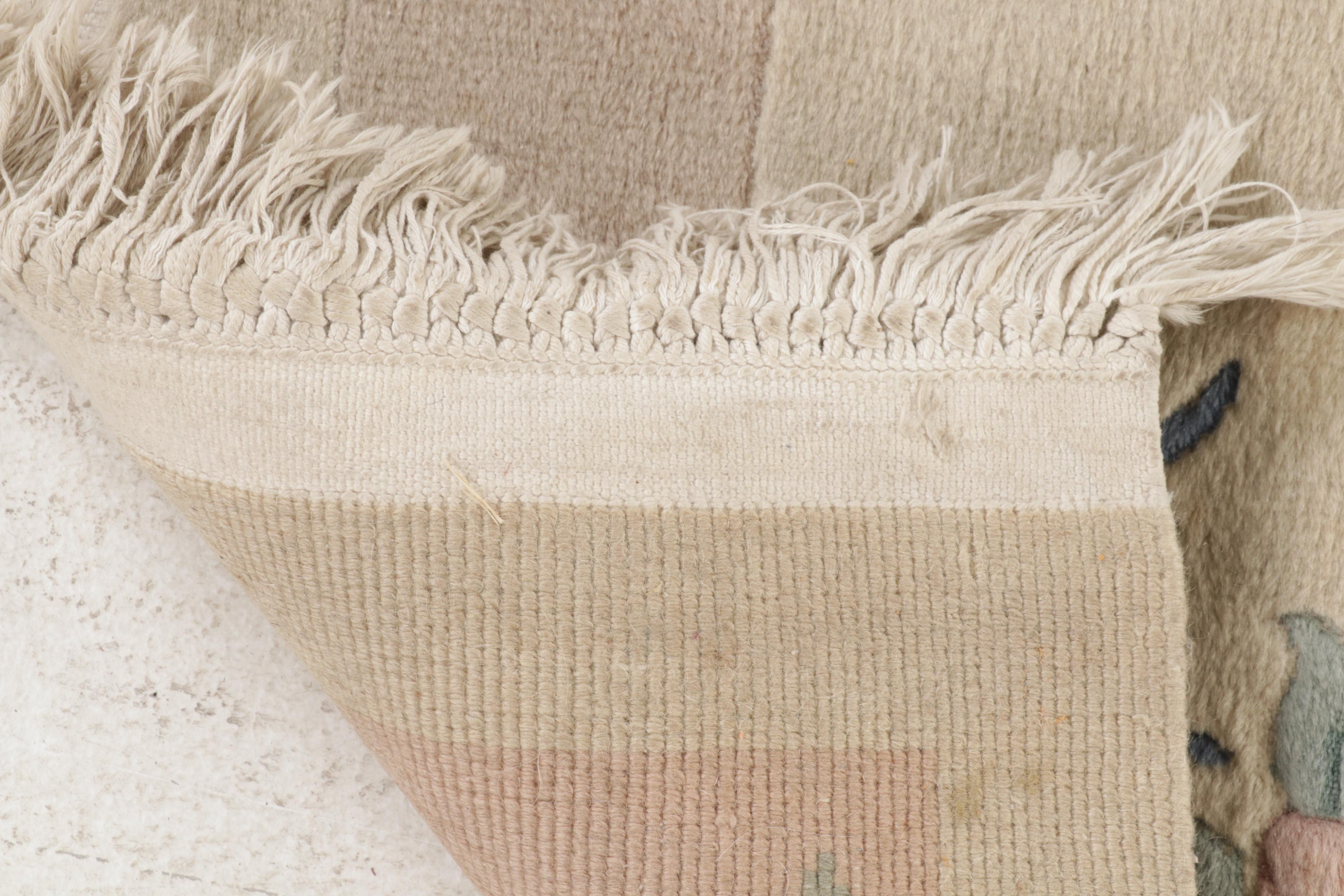 2'2 x 10'7 Hand-Knotted Chinese Carved Nichols Style Carpet Runner