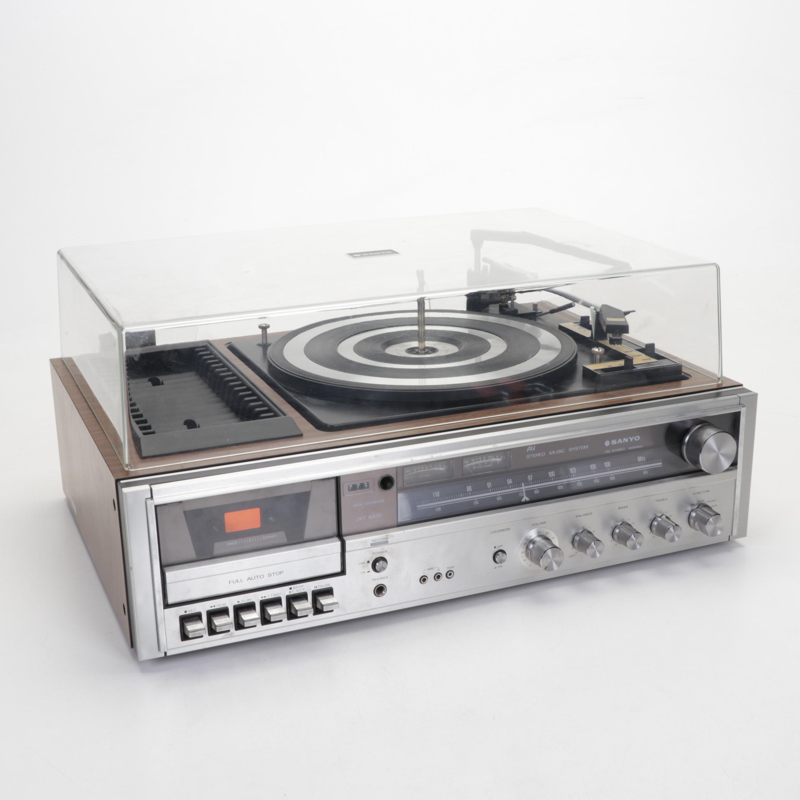 60s/70s/80s Records & Sanyo JXT 6430 Turntable and Cassette Player Music System