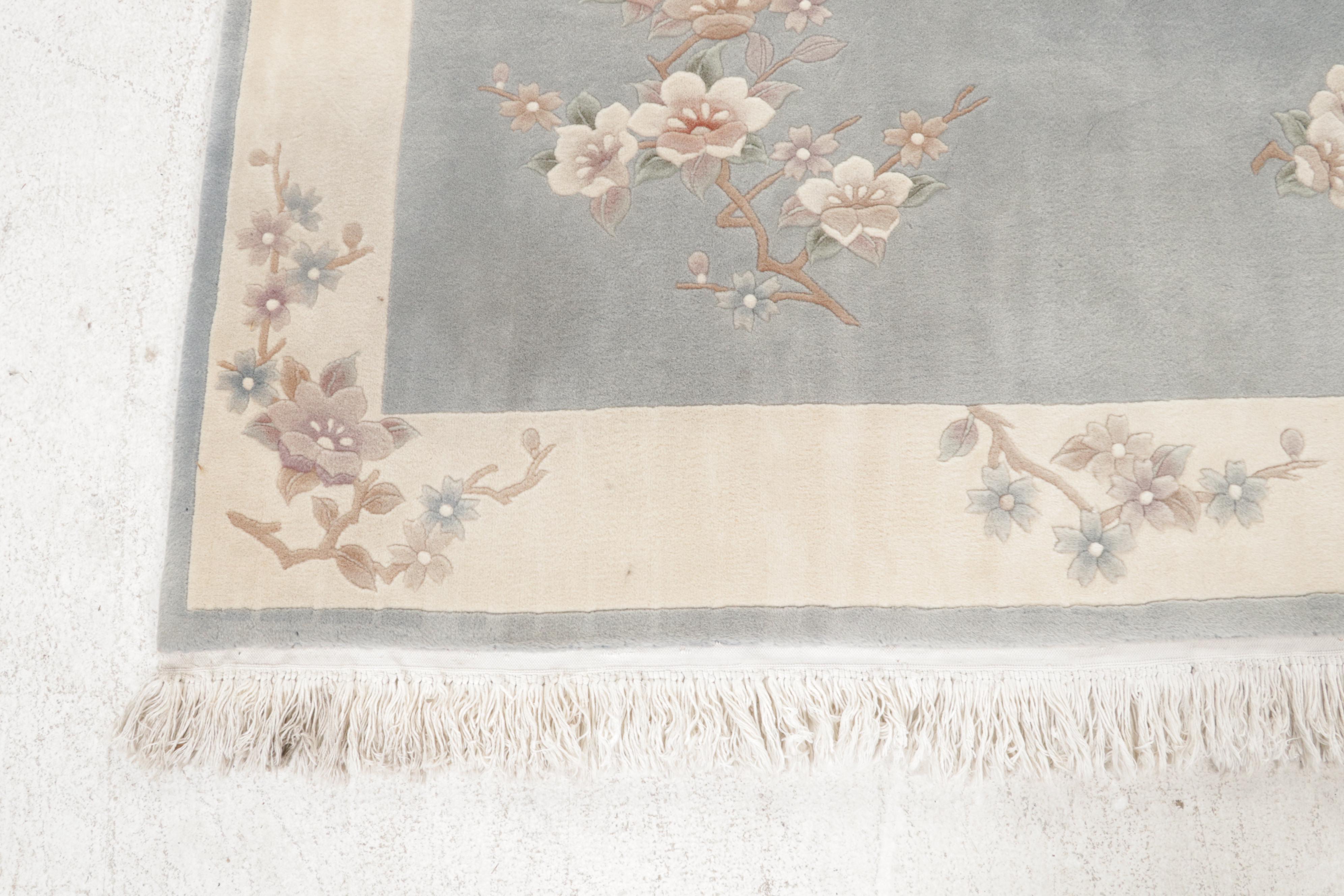 5'1 x 9'8 Hand-Knotted Chinese Carved  Nichols Style Area Rug