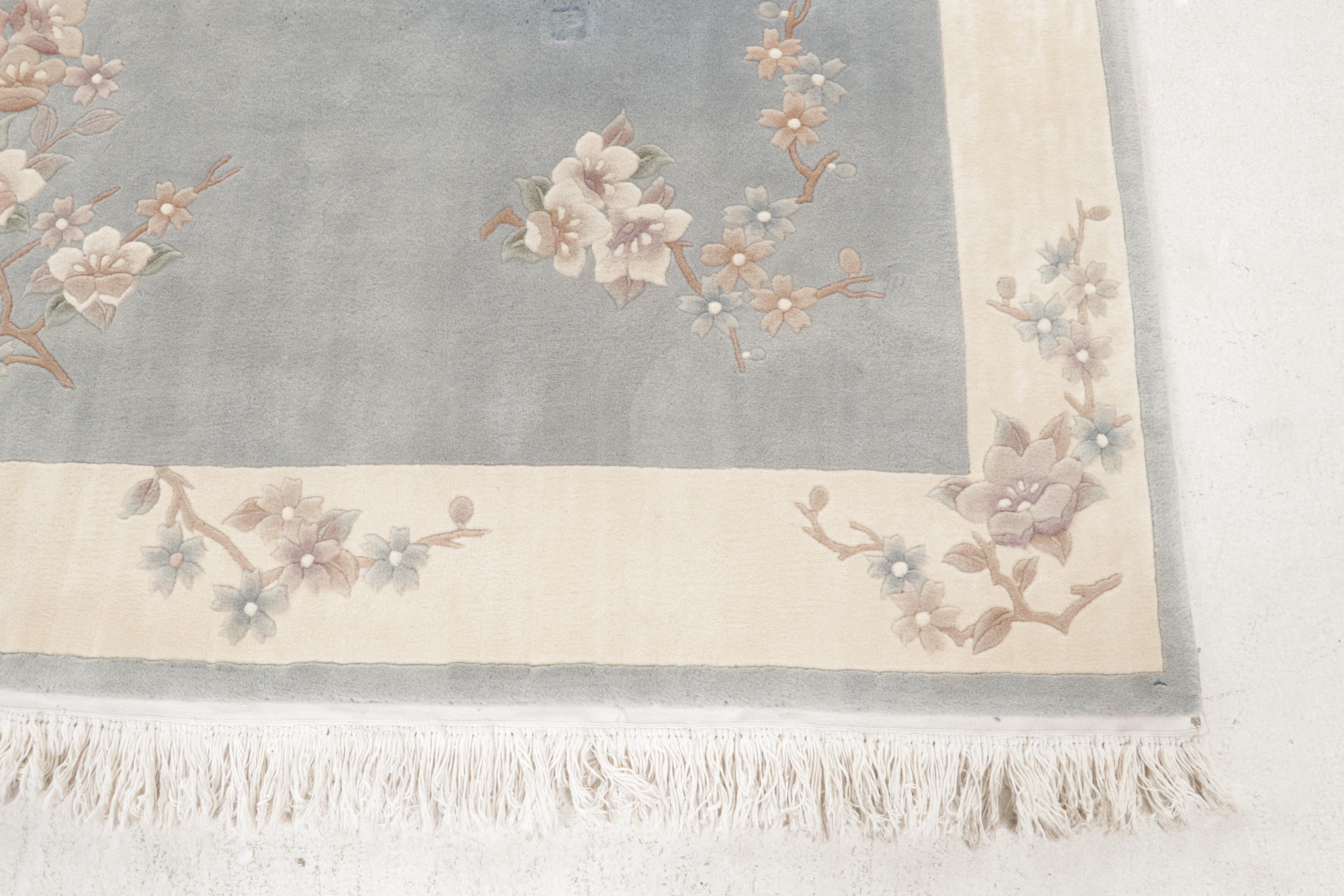 5'1 x 9'8 Hand-Knotted Chinese Carved  Nichols Style Area Rug