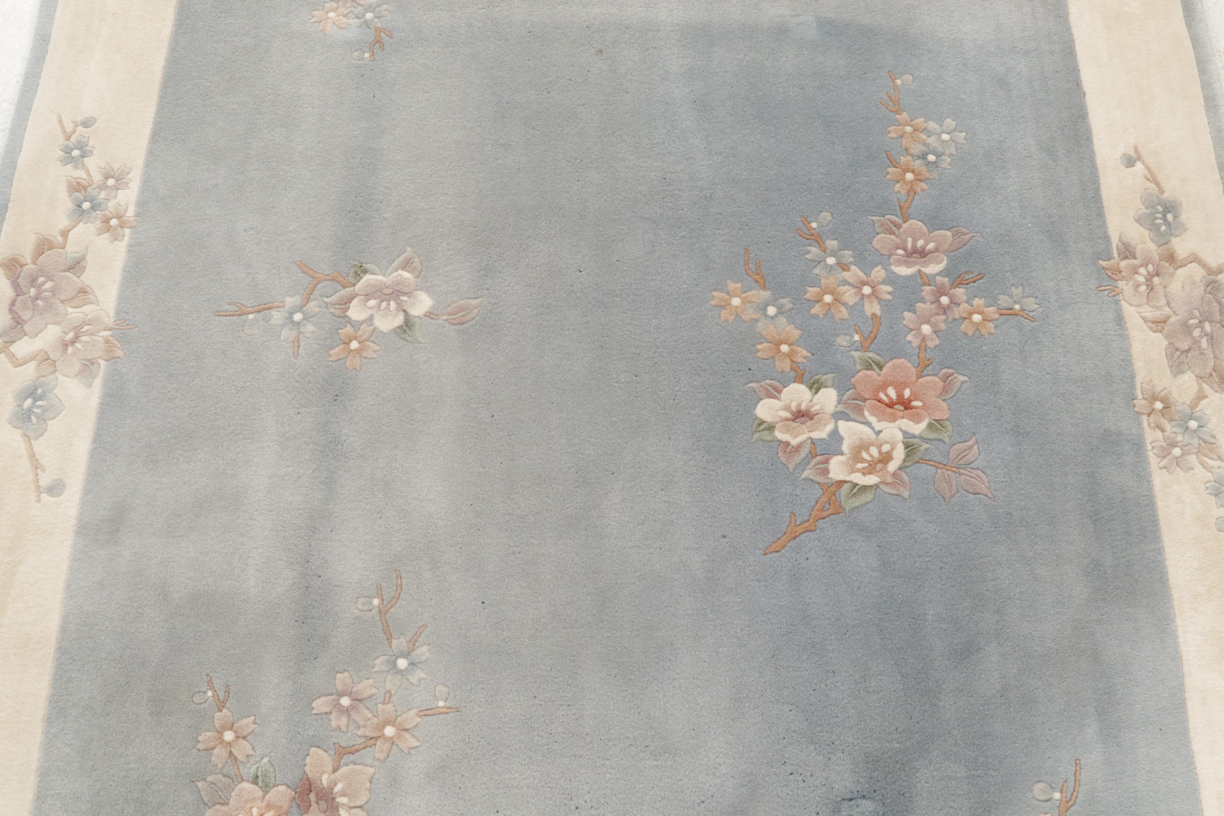 5'1 x 9'8 Hand-Knotted Chinese Carved  Nichols Style Area Rug