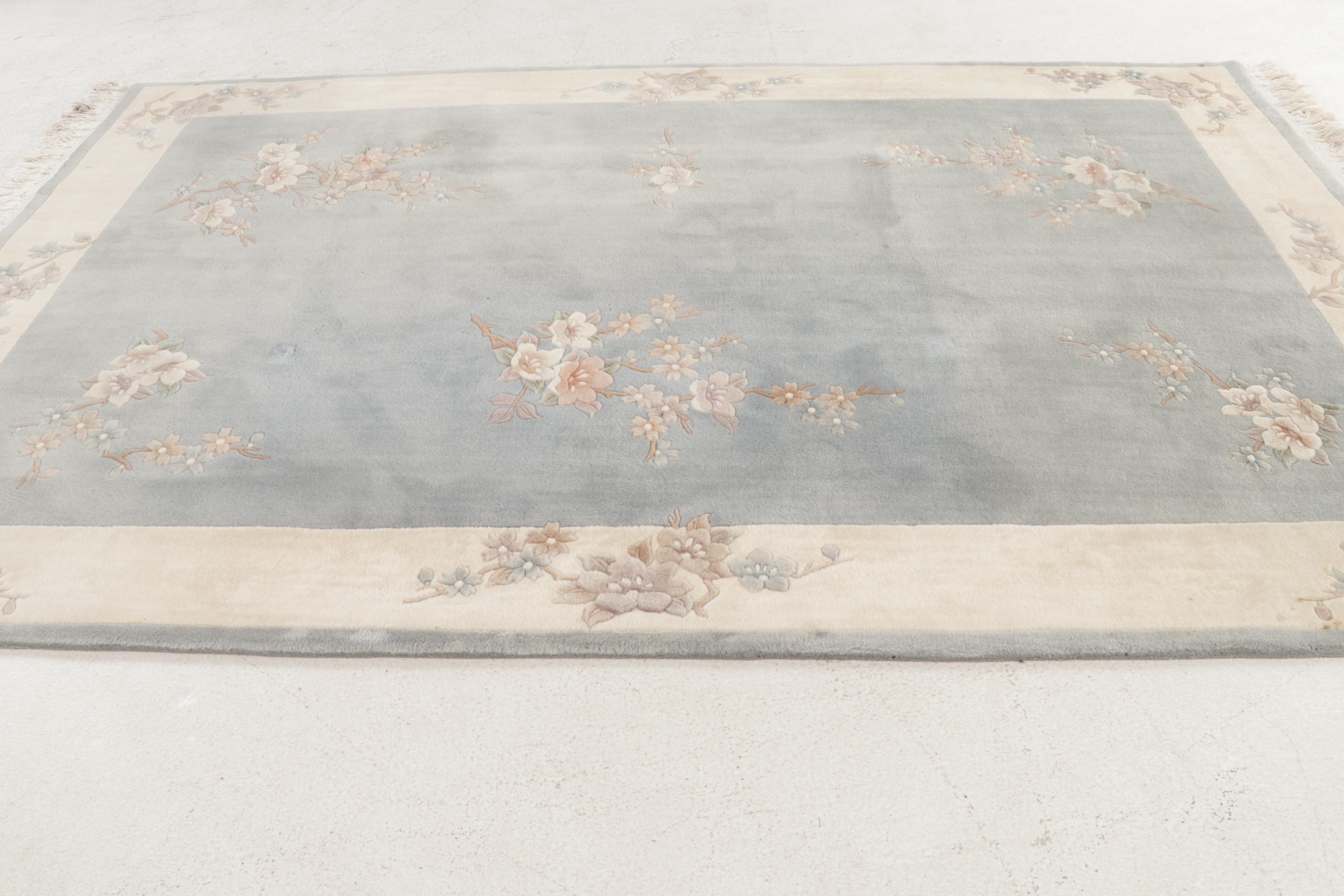 5'1 x 9'8 Hand-Knotted Chinese Carved  Nichols Style Area Rug