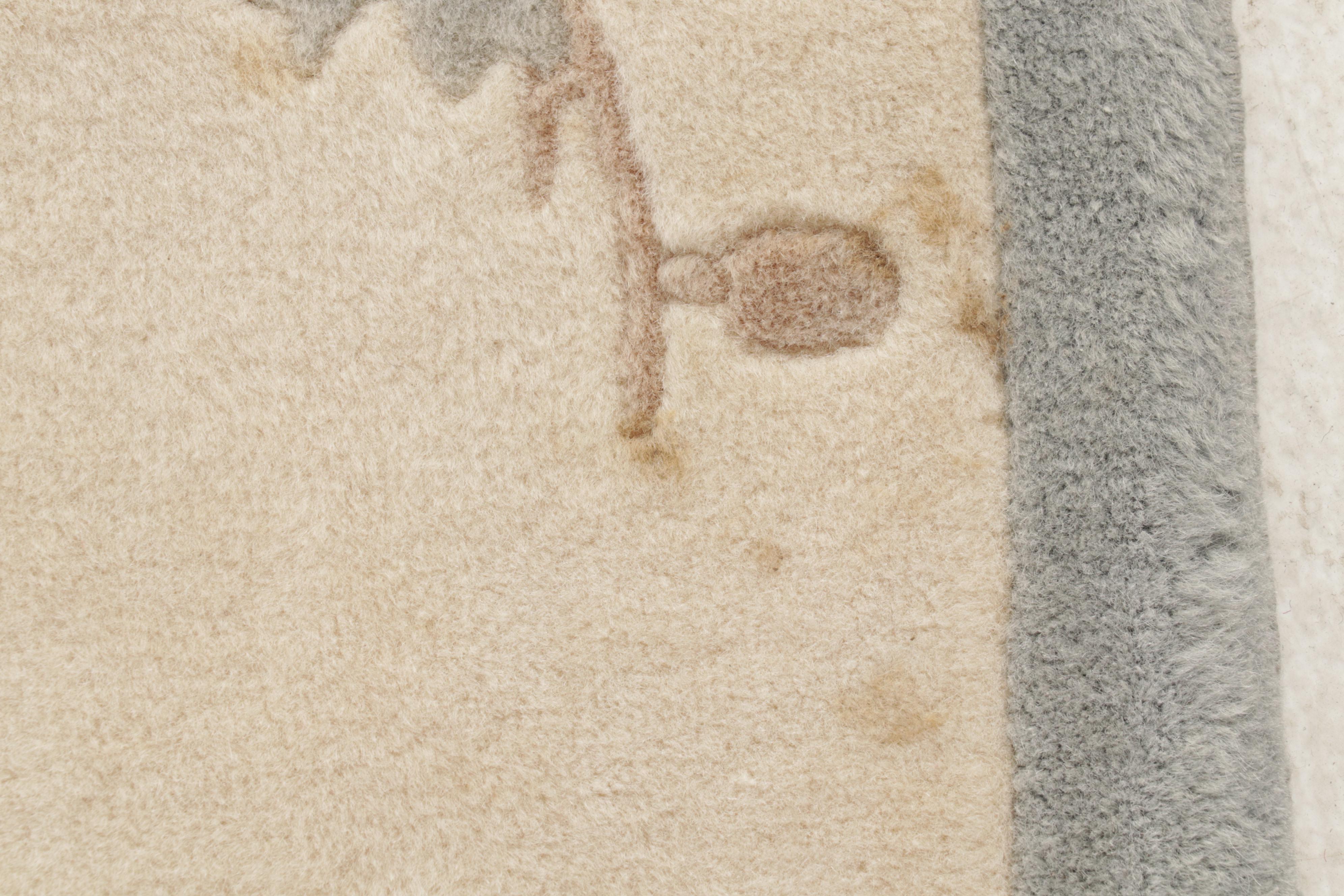 5'1 x 9'8 Hand-Knotted Chinese Carved  Nichols Style Area Rug