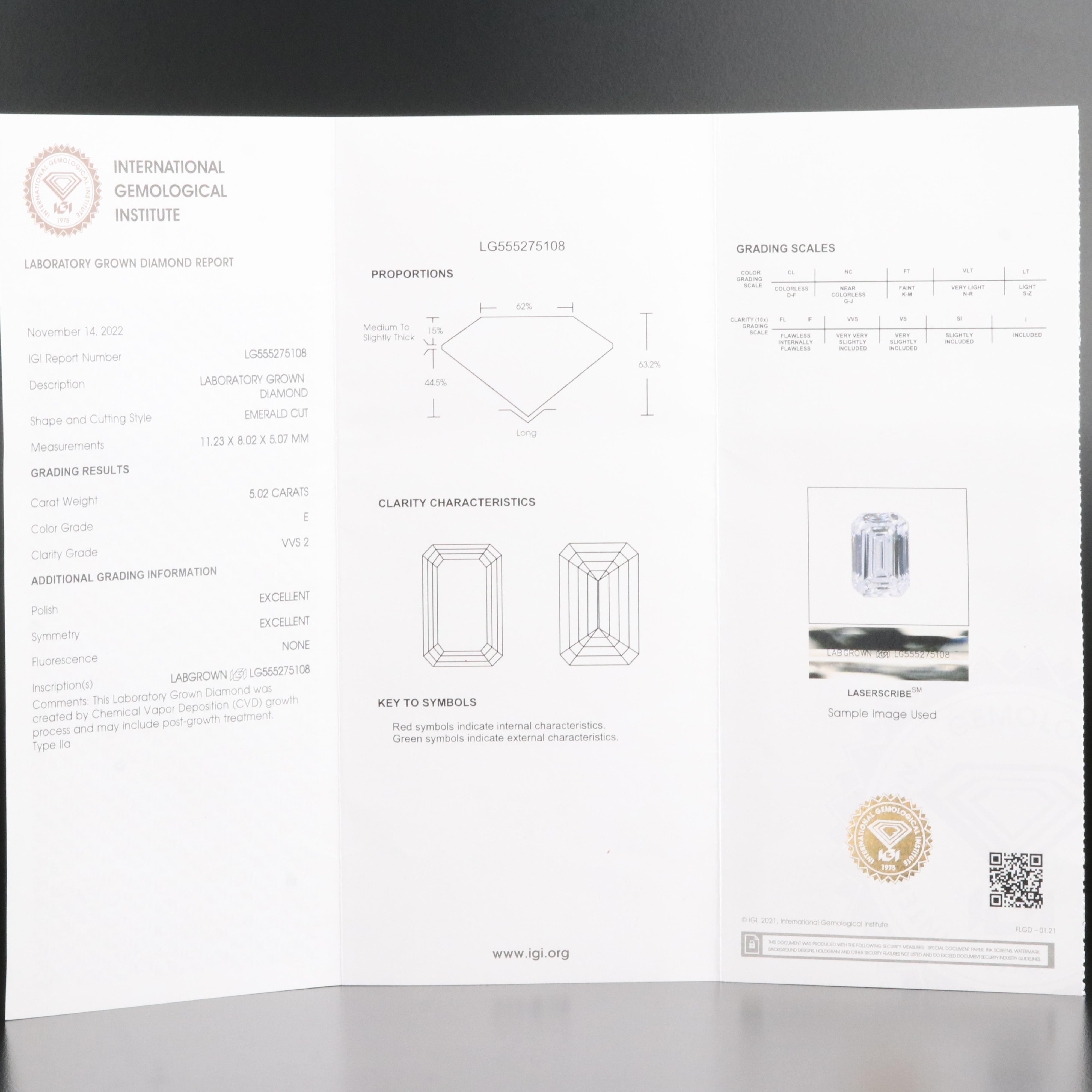Platinum 5.14 CTW Lab Grown Diamond Ring with IGI Report