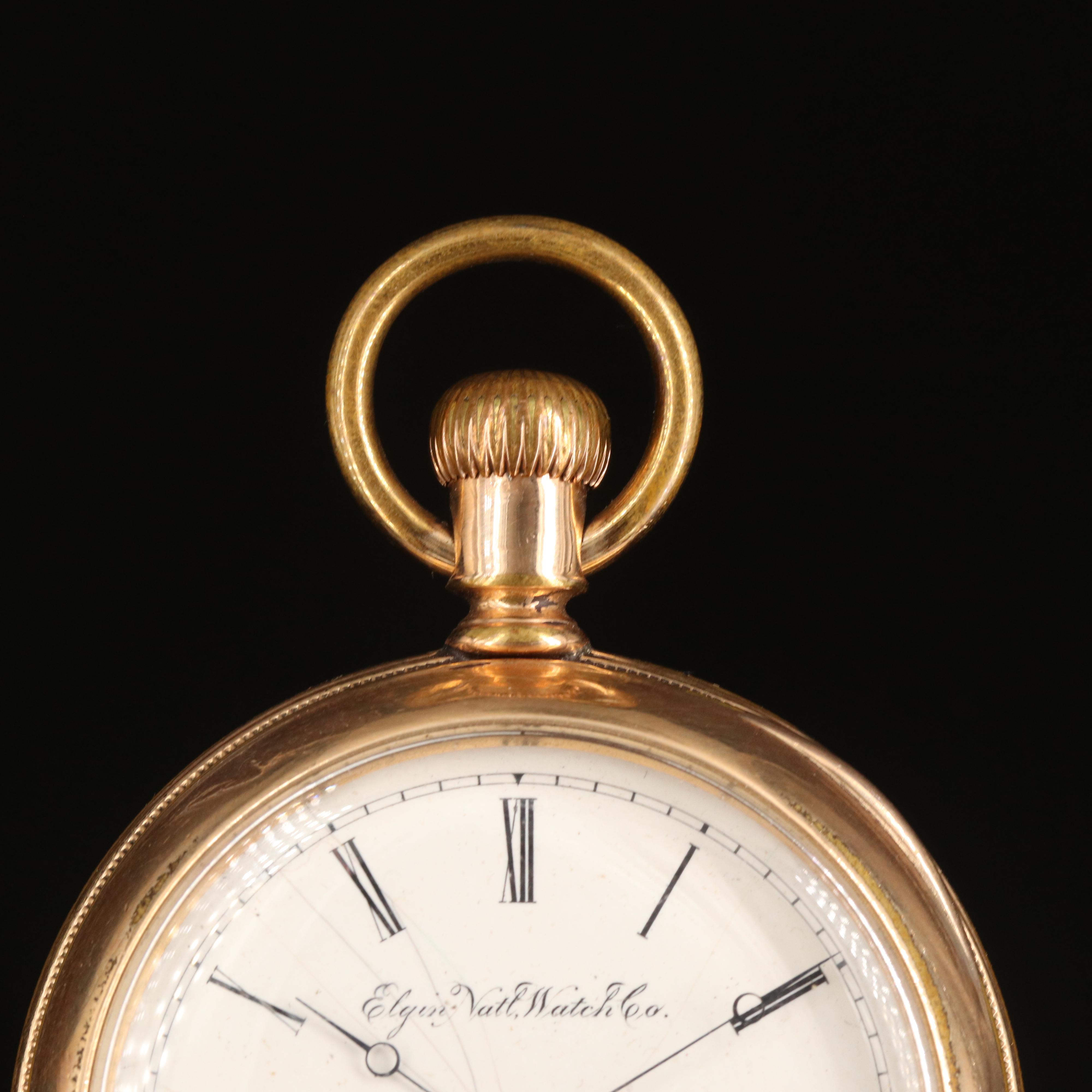 Antique Elgin Open Face Gold-Filled Pocket Watch