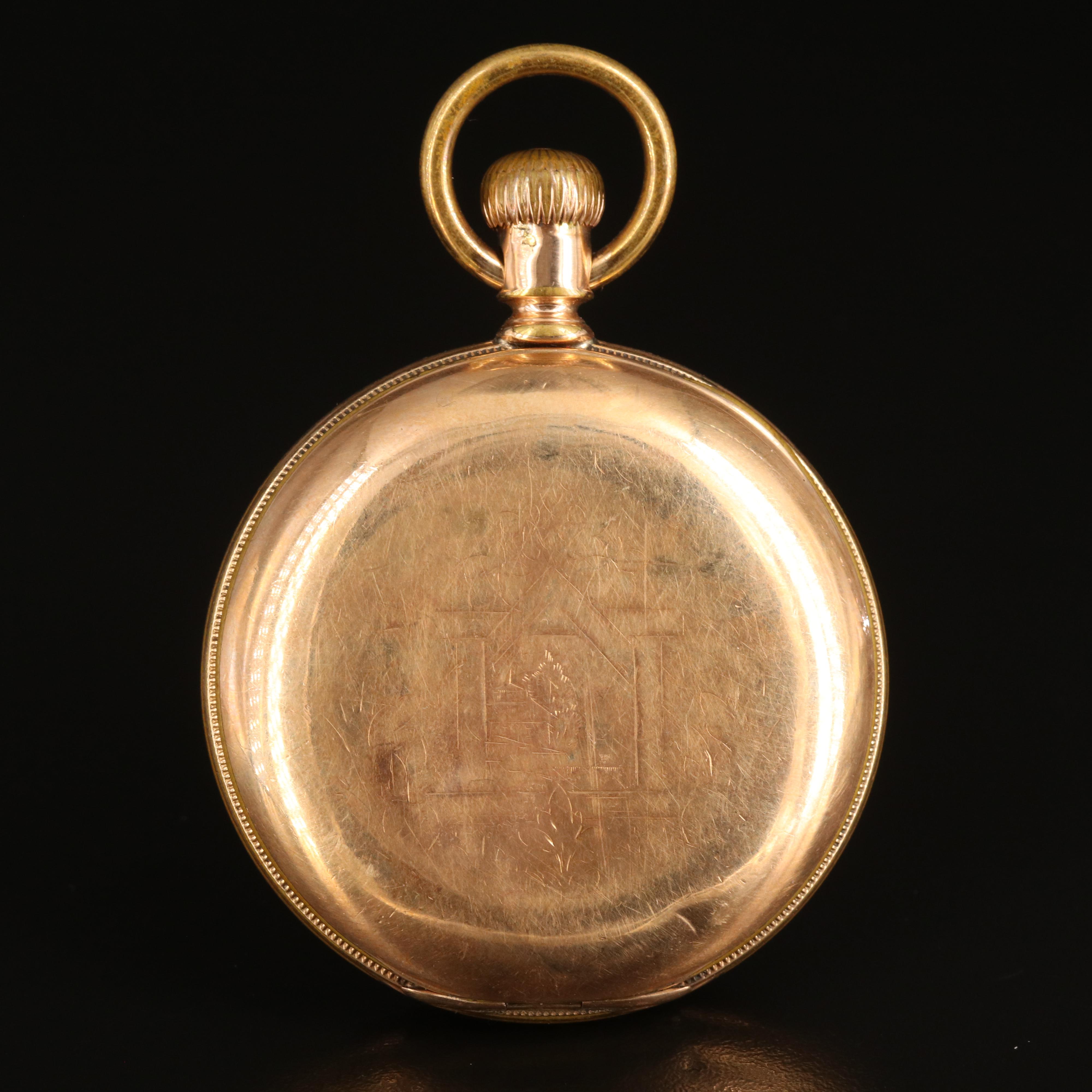 Antique Elgin Open Face Gold-Filled Pocket Watch