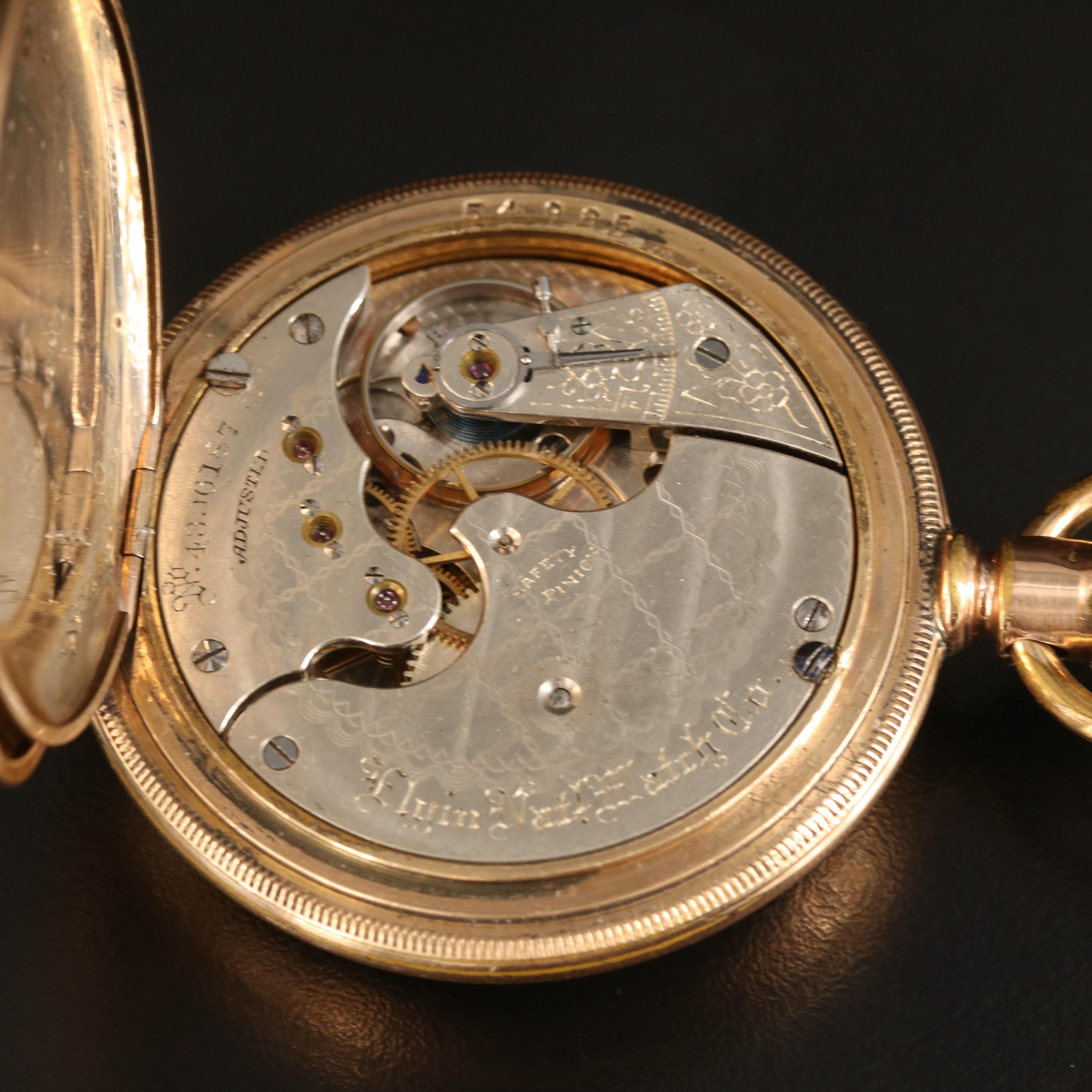 Antique Elgin Open Face Gold-Filled Pocket Watch