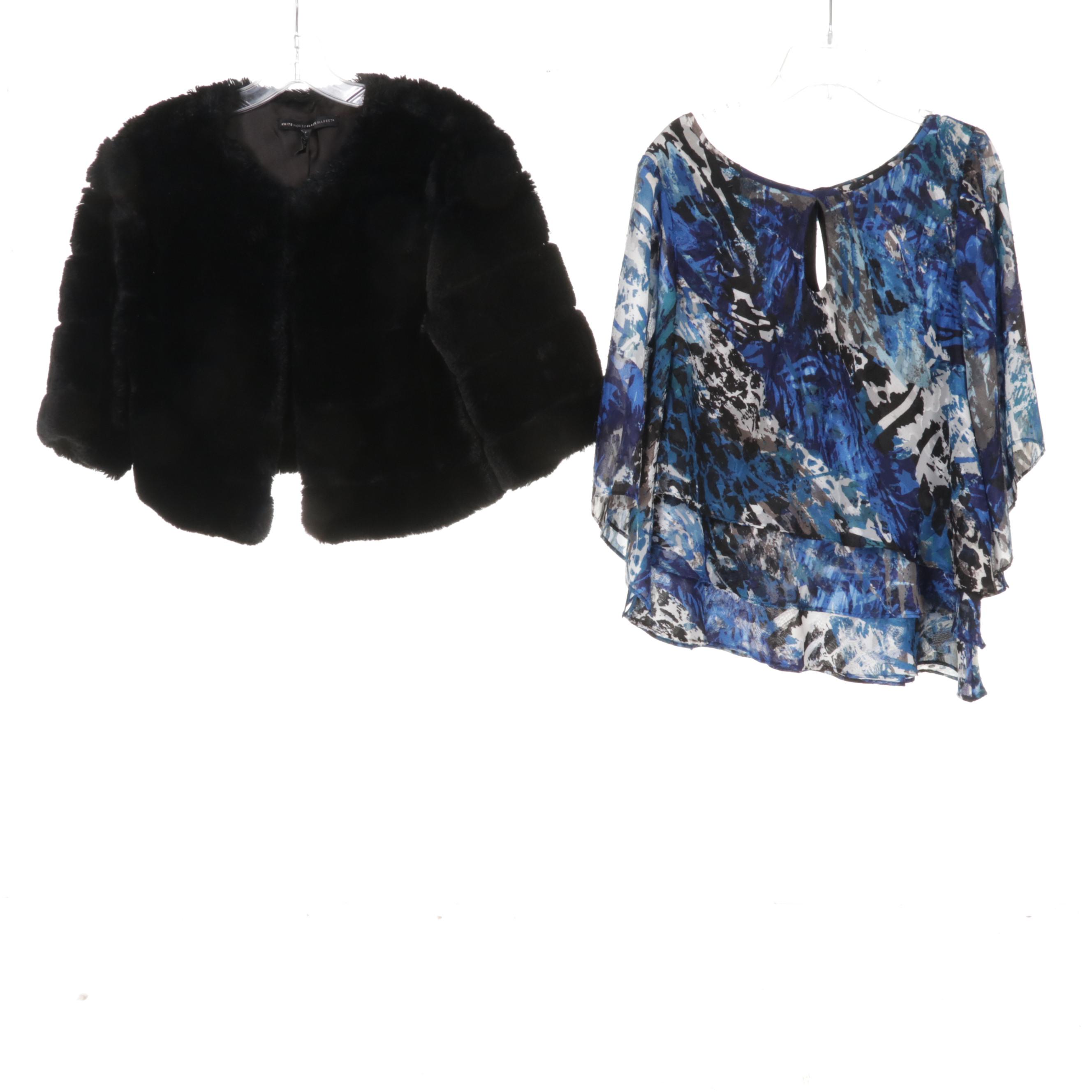 Alex Evenings Blouse, White House Black Market Jacket, and Alfani Dress