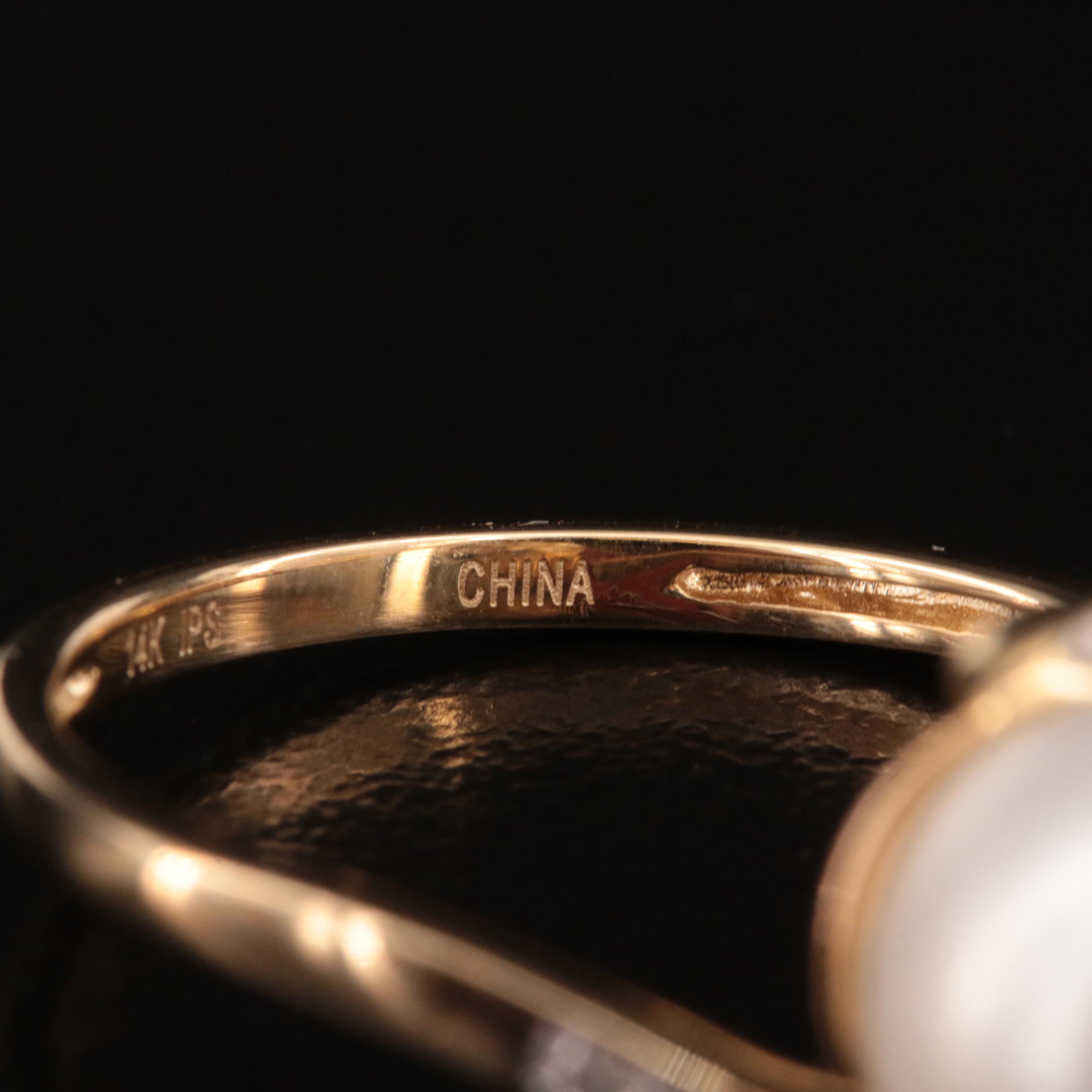 14K Pearl and Diamond Swirl Ring