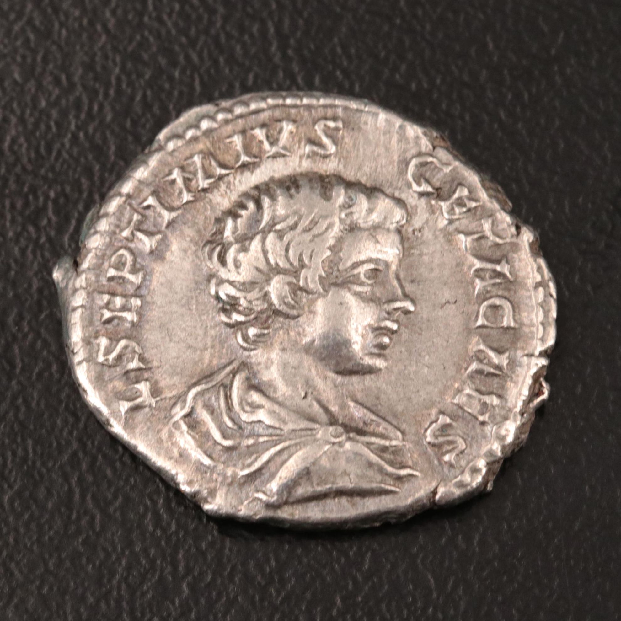 Ancient Roman Imperial AR Denarius of Geta, ca. 209 AD