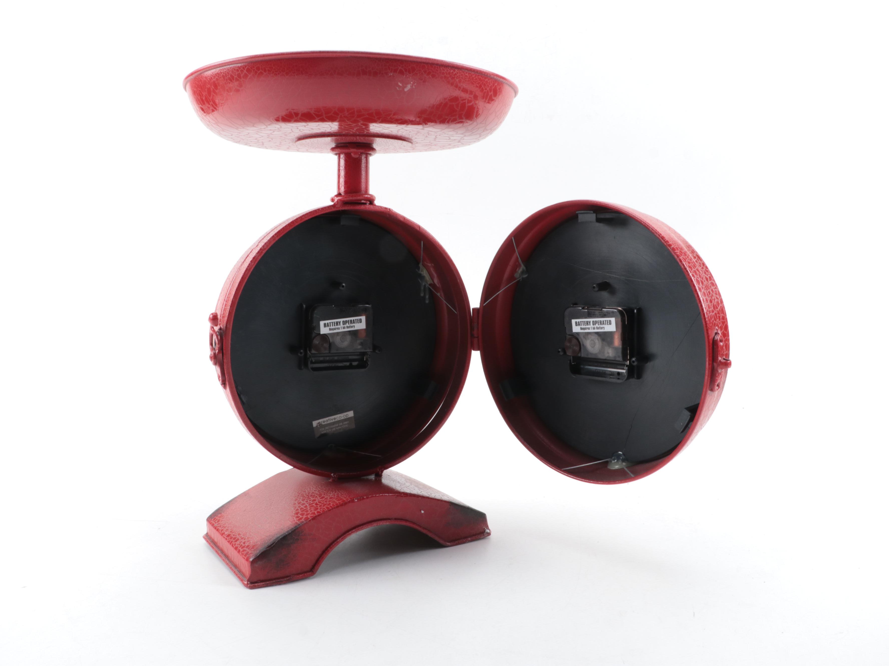 Creative Co-Op Crackle-Painted Metal Scale Dual Sided Clock