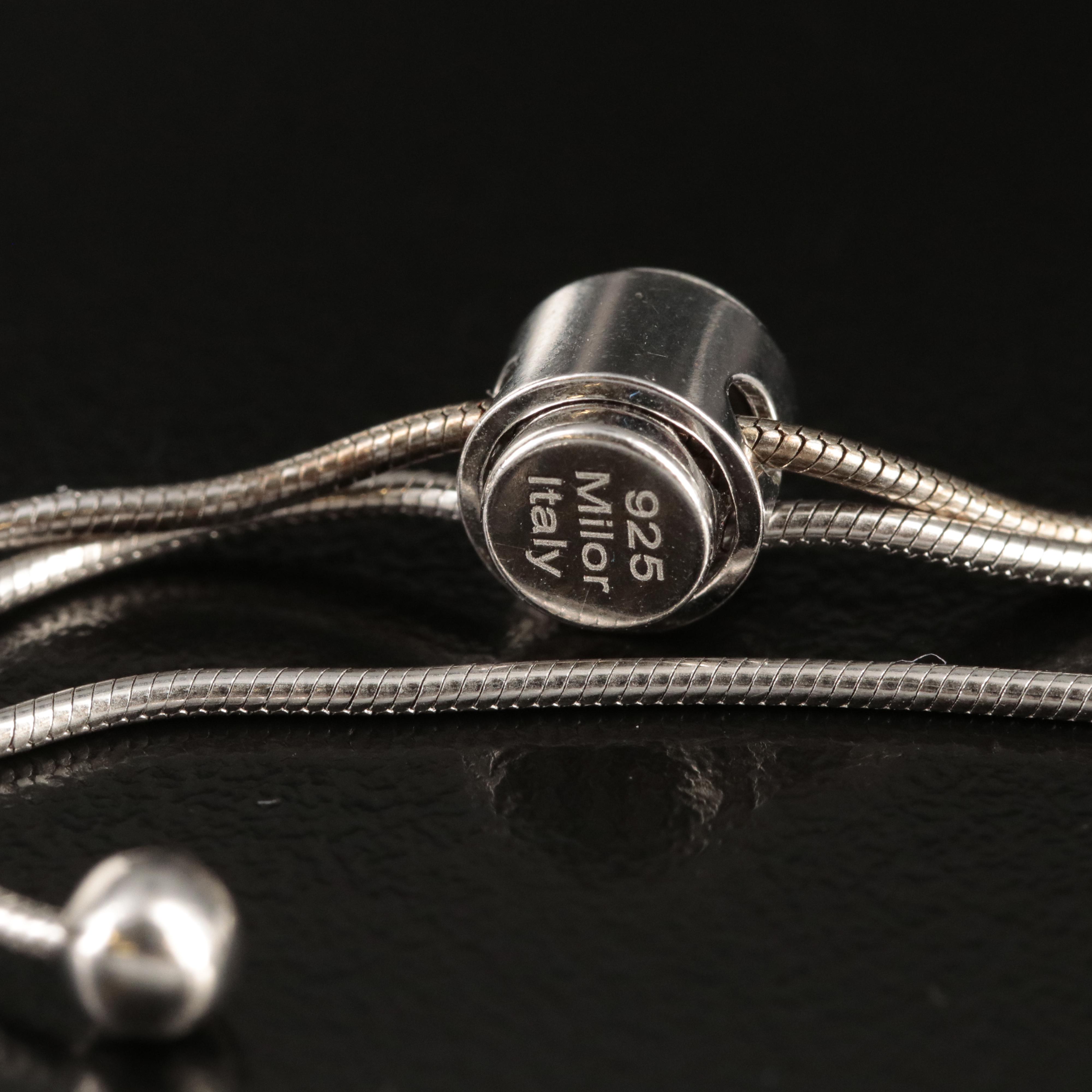 Italian Sterling Silver Turquoise Bolo Style Necklace