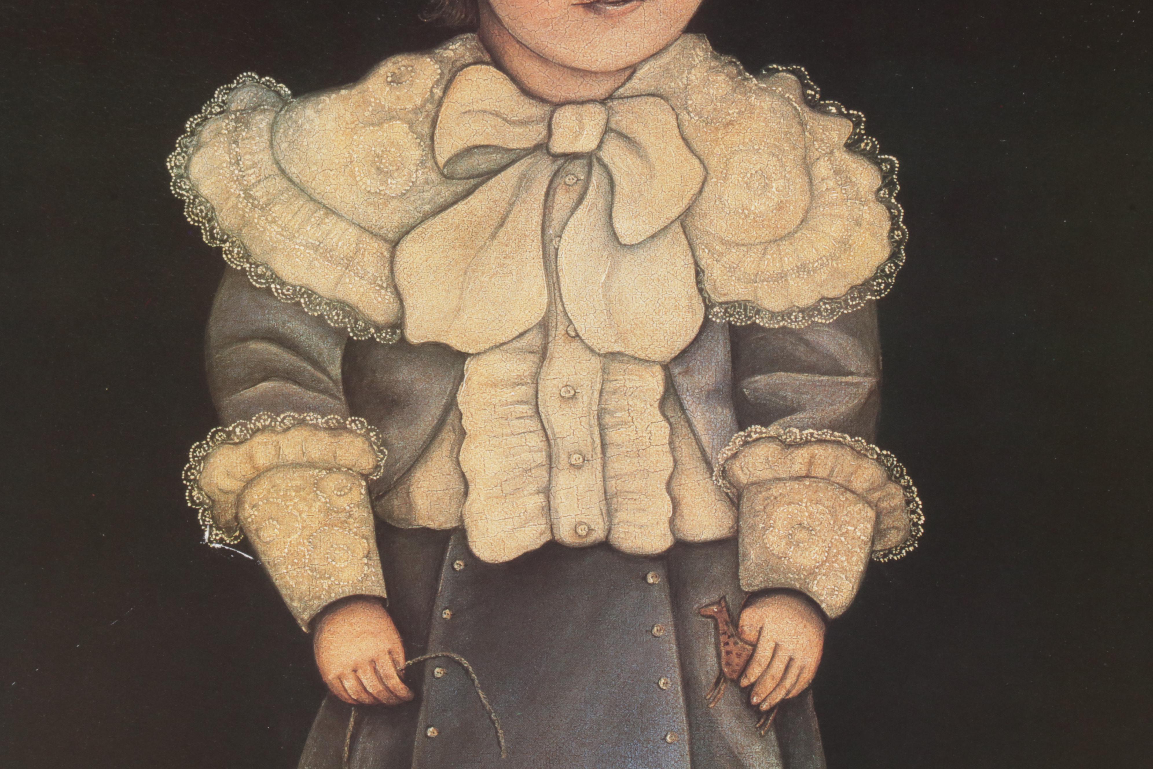 Folk Art Portrait Offset Lithographs After Norma Schneeman, Circa 1990