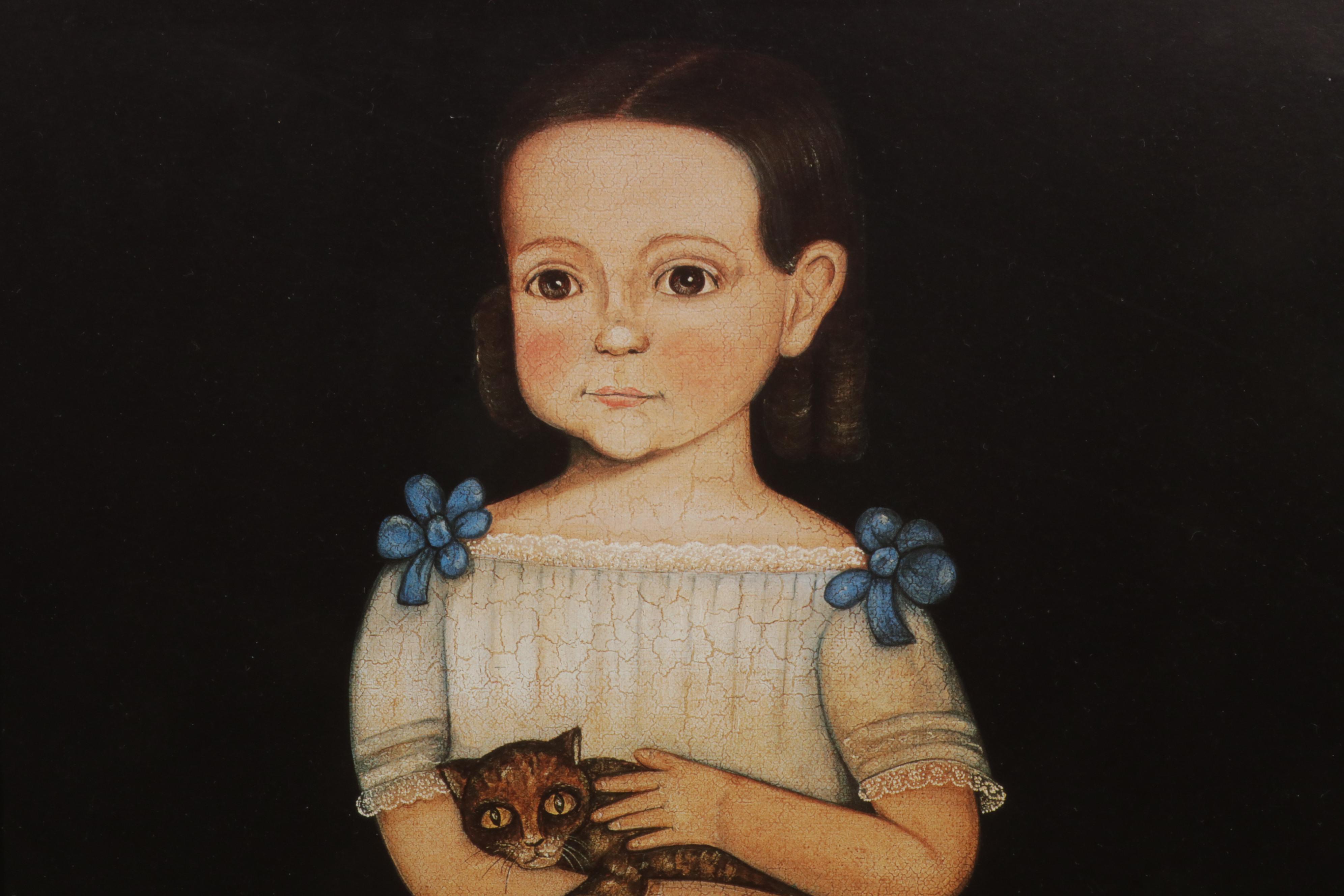 Folk Art Portrait Offset Lithographs After Norma Schneeman, Circa 1990