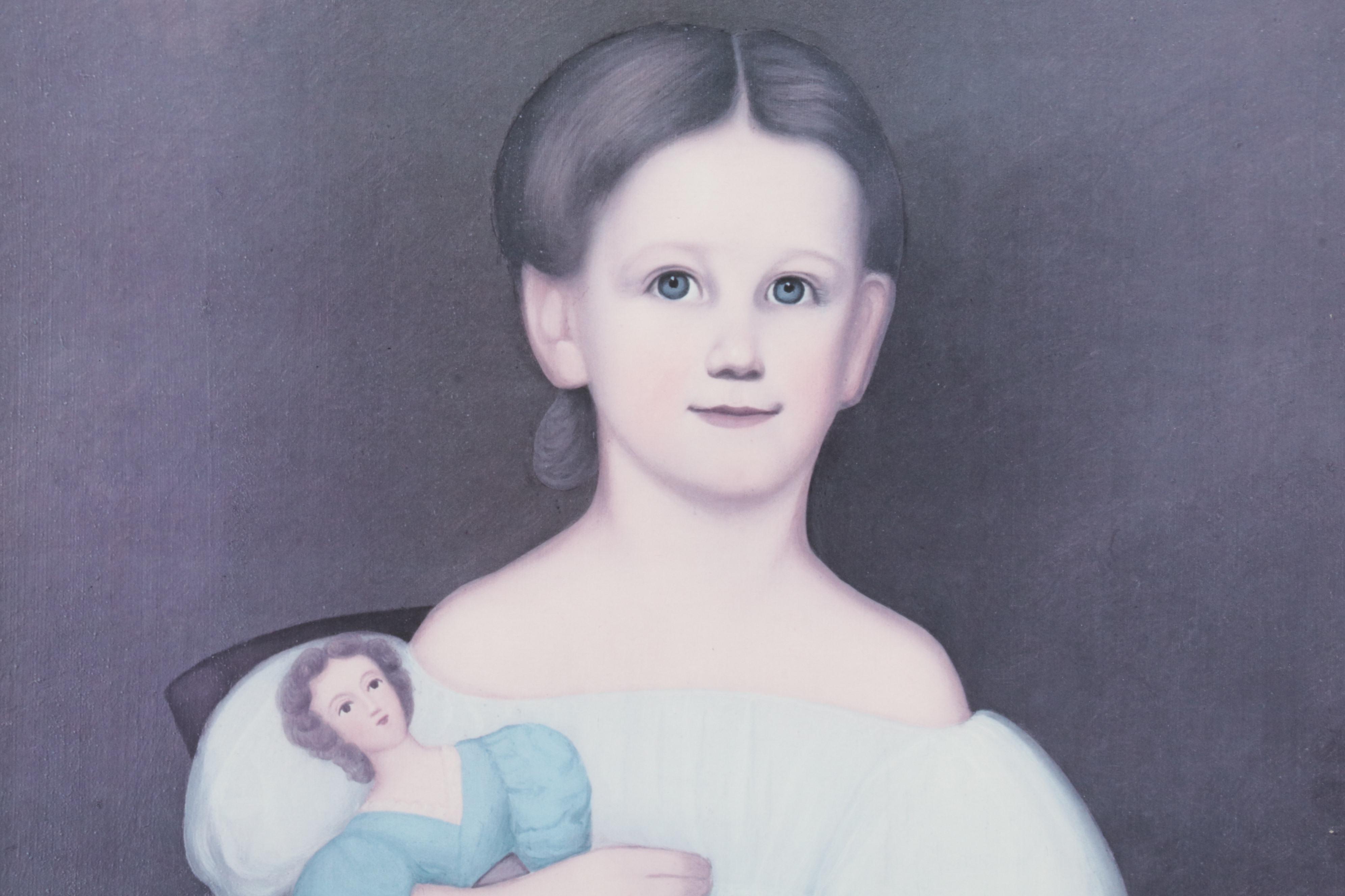 Folk Art Portrait Offset Lithographs After Norma Schneeman, Circa 1990