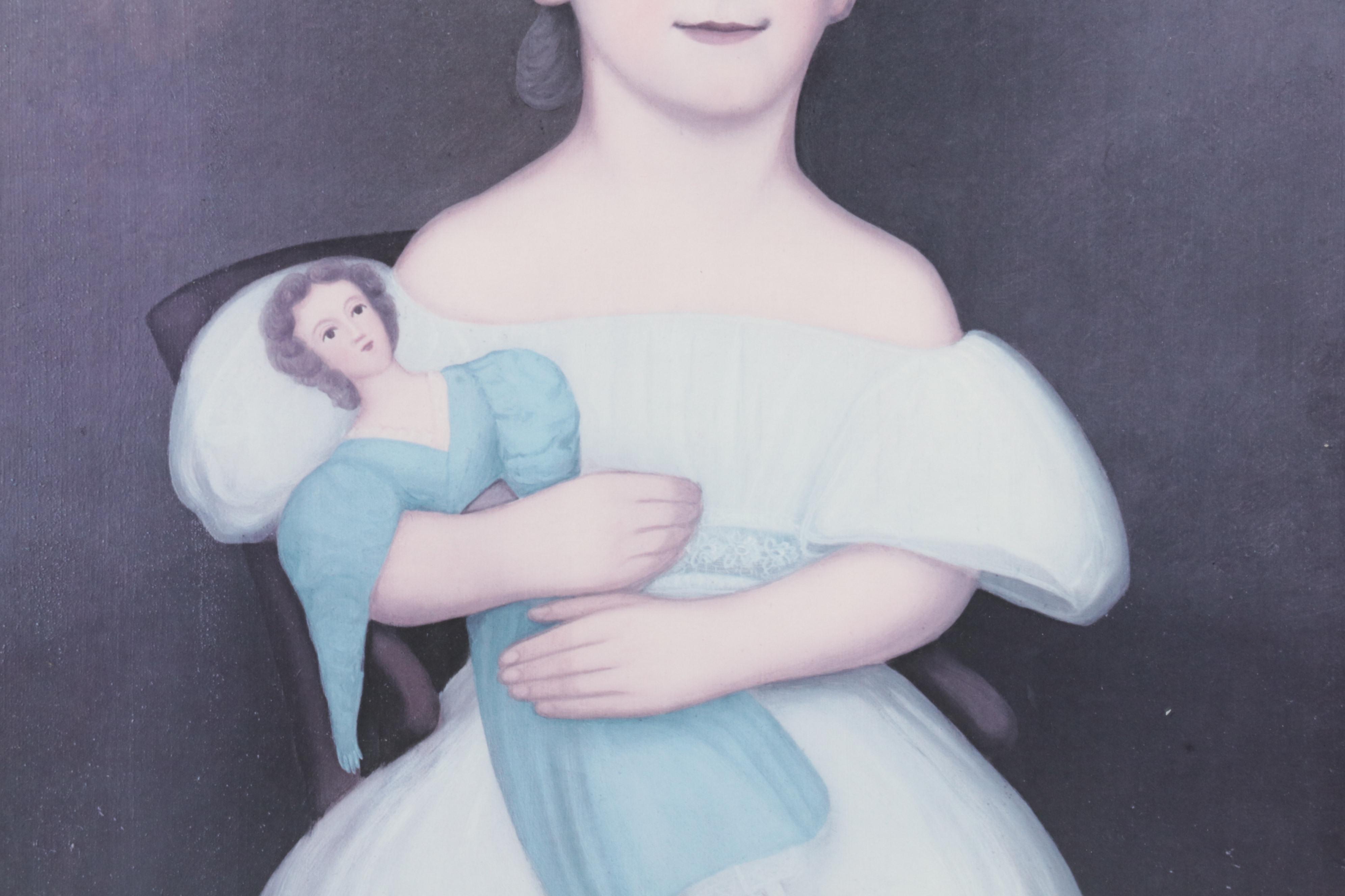 Folk Art Portrait Offset Lithographs After Norma Schneeman, Circa 1990