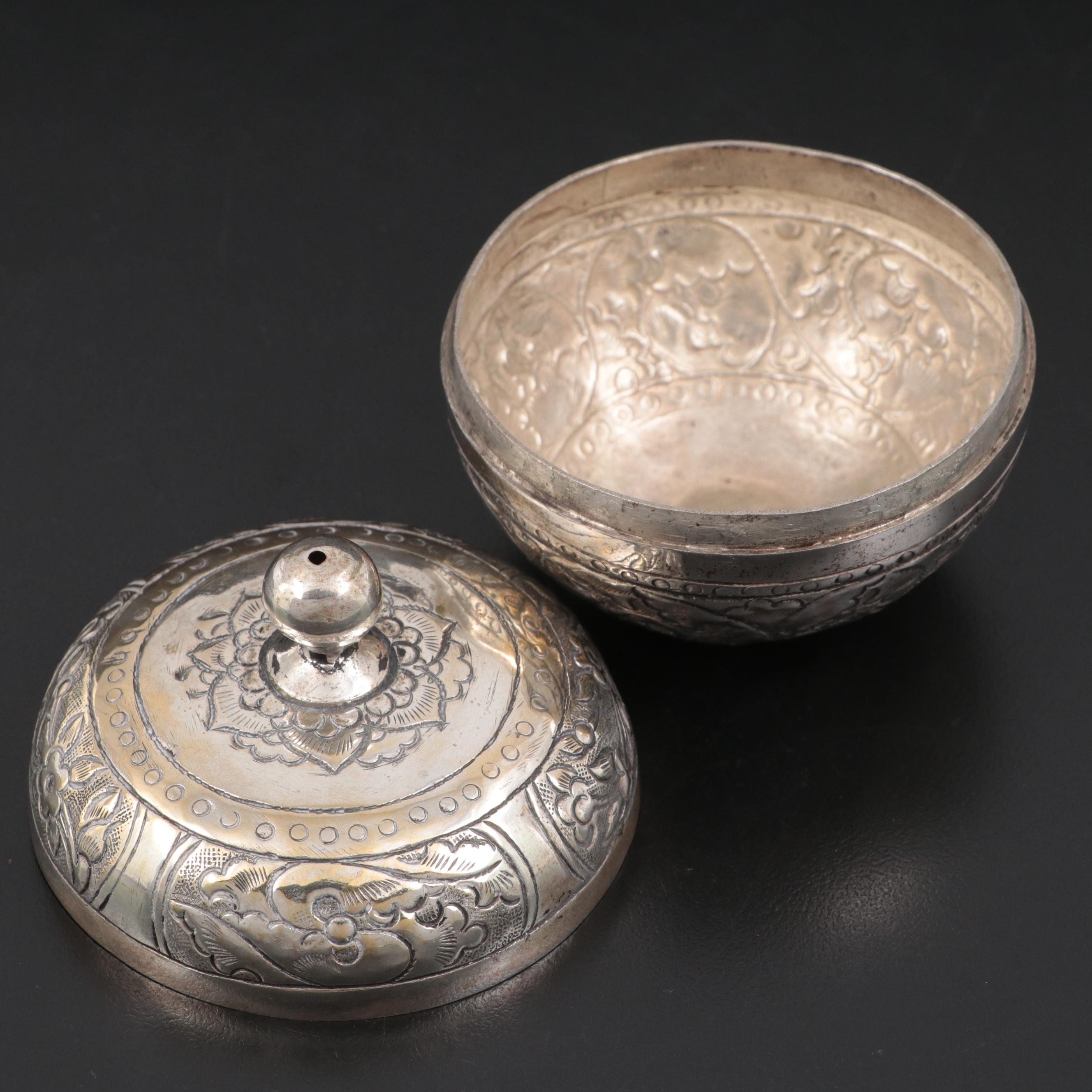 Indo-Persian Style Chased Silver Metal Box