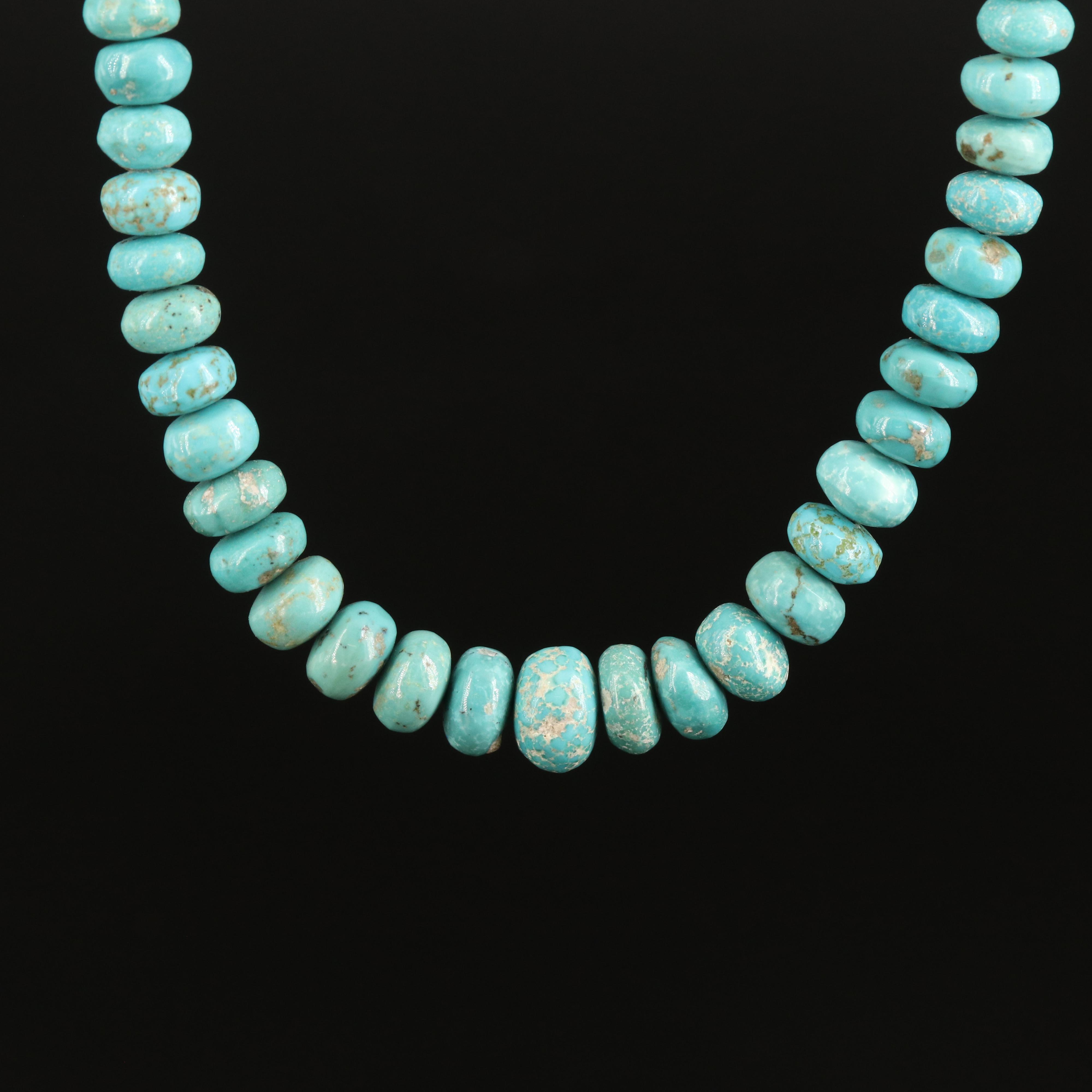Graduated Turquoise Rondelle Bead Necklace