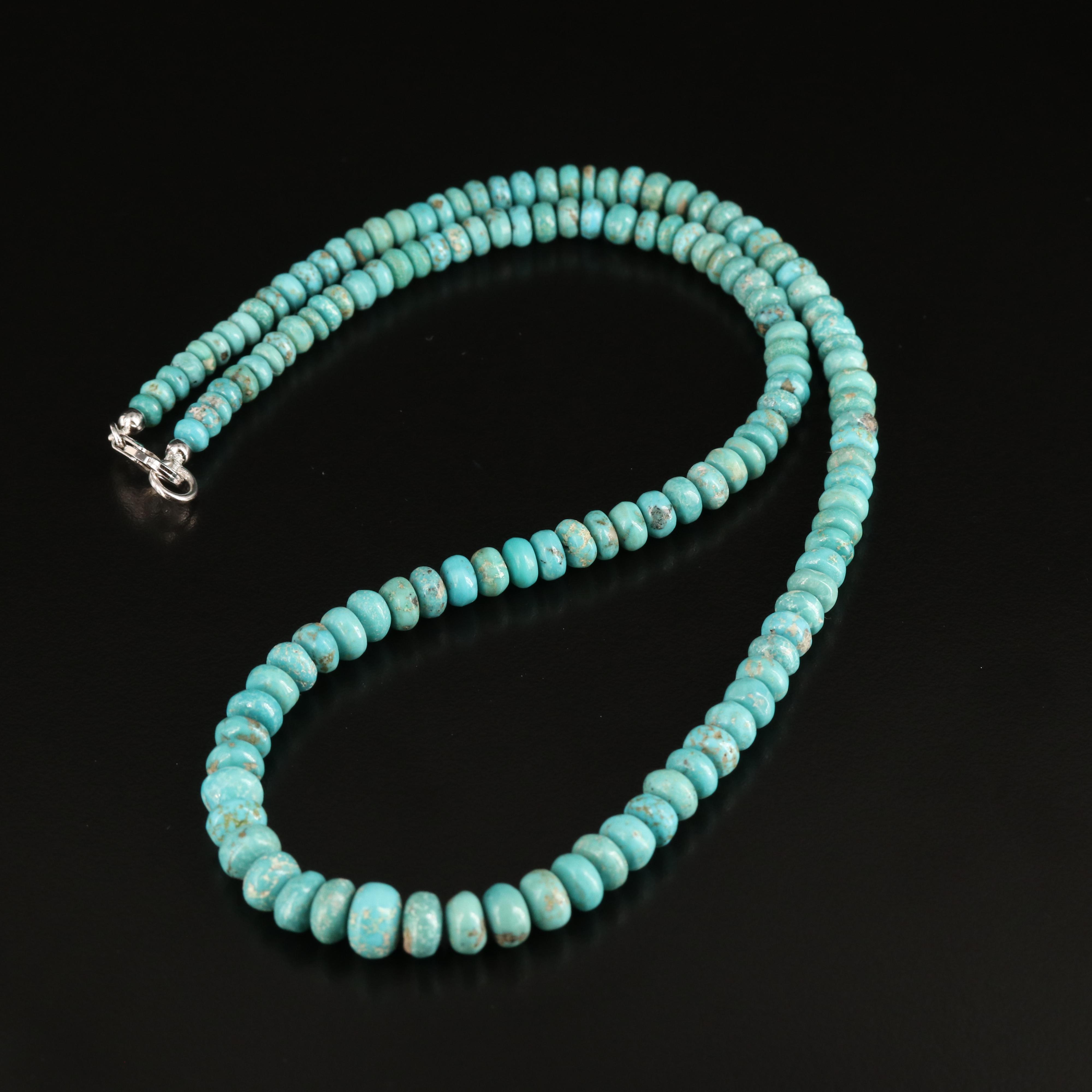 Graduated Turquoise Rondelle Bead Necklace