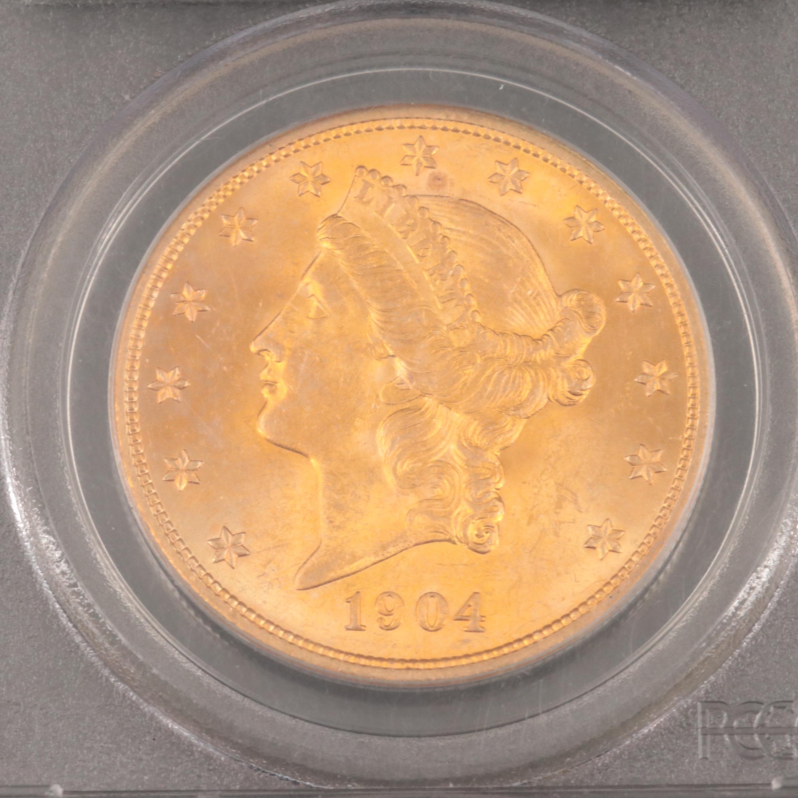 PCGS Graded MS62 1904 Liberty Head $20 Gold Double Eagle
