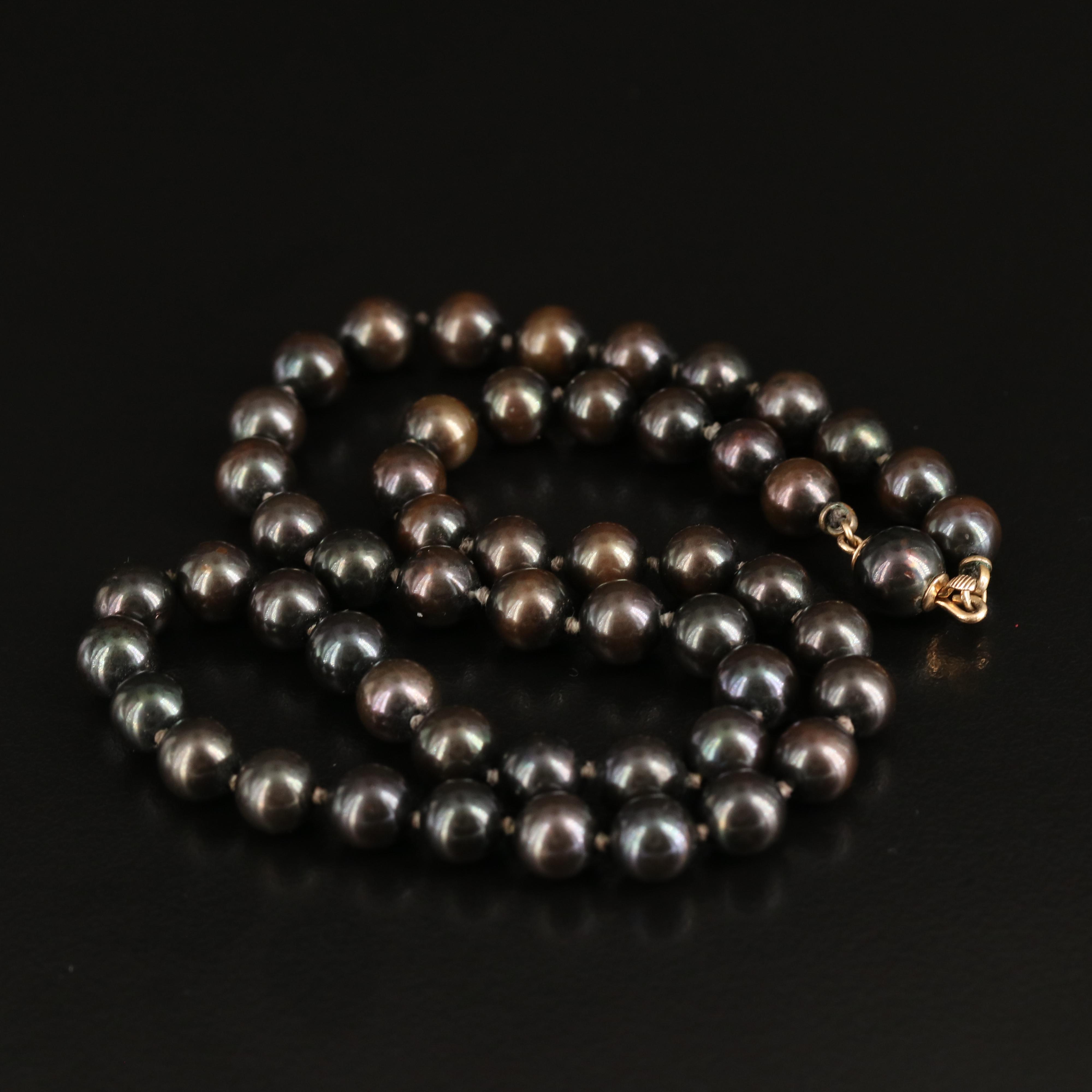 Pearl Single Strand Necklace with 14K Clasp