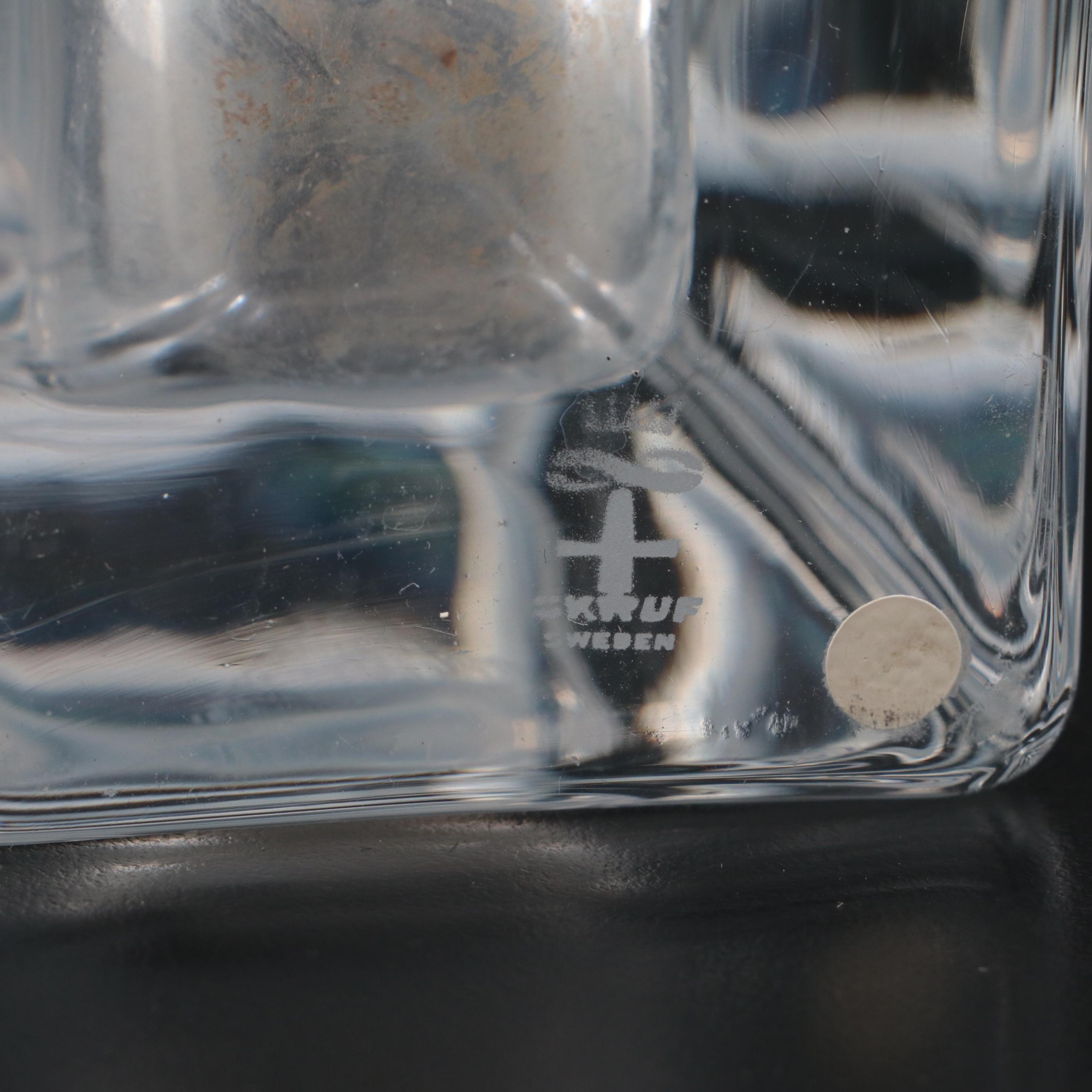 Bengt Edenfalk for Skruf Glass Vase with Etched Crystal Vase