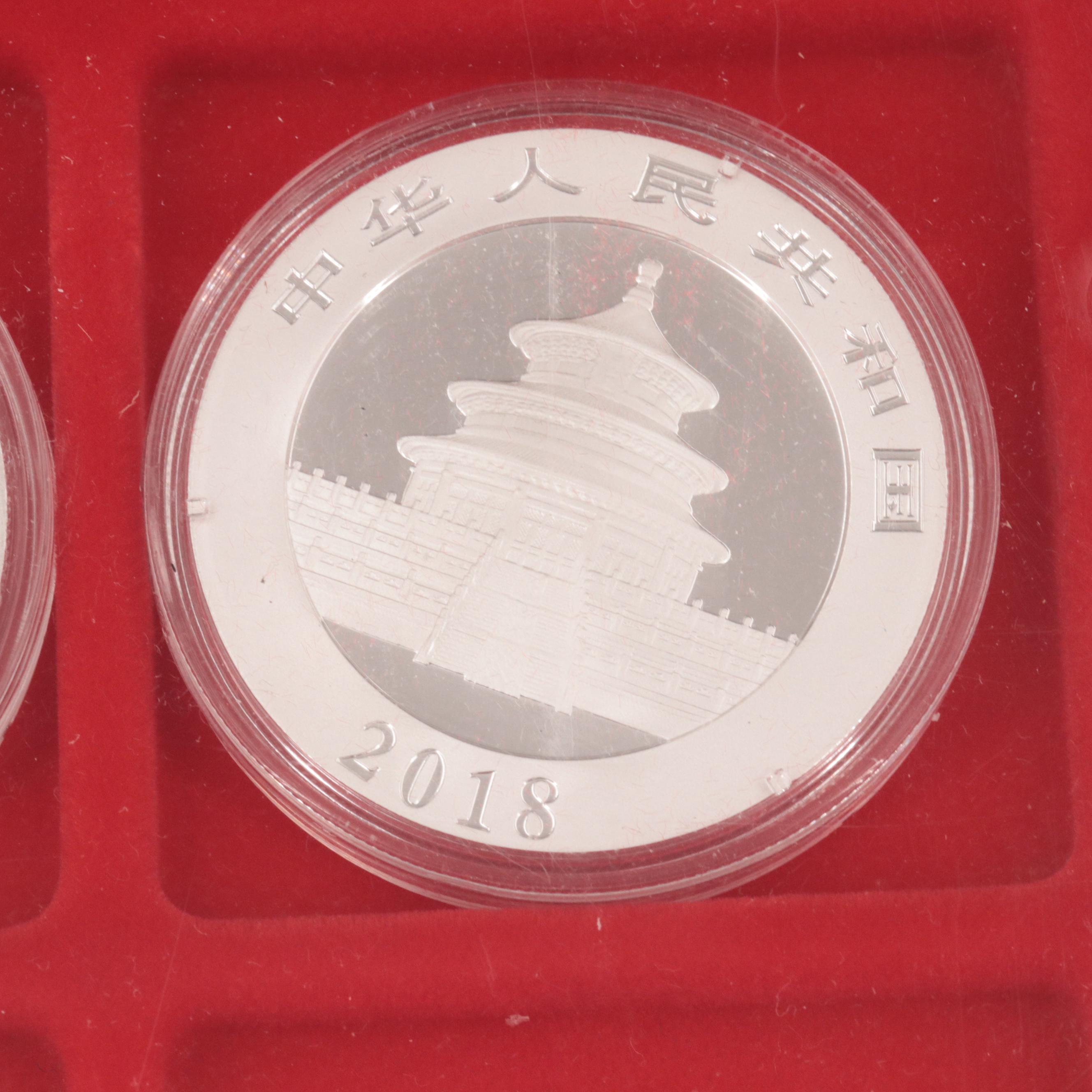 Seventeen Dollar-Sized Silver Bullion Coins Including Australian Koala