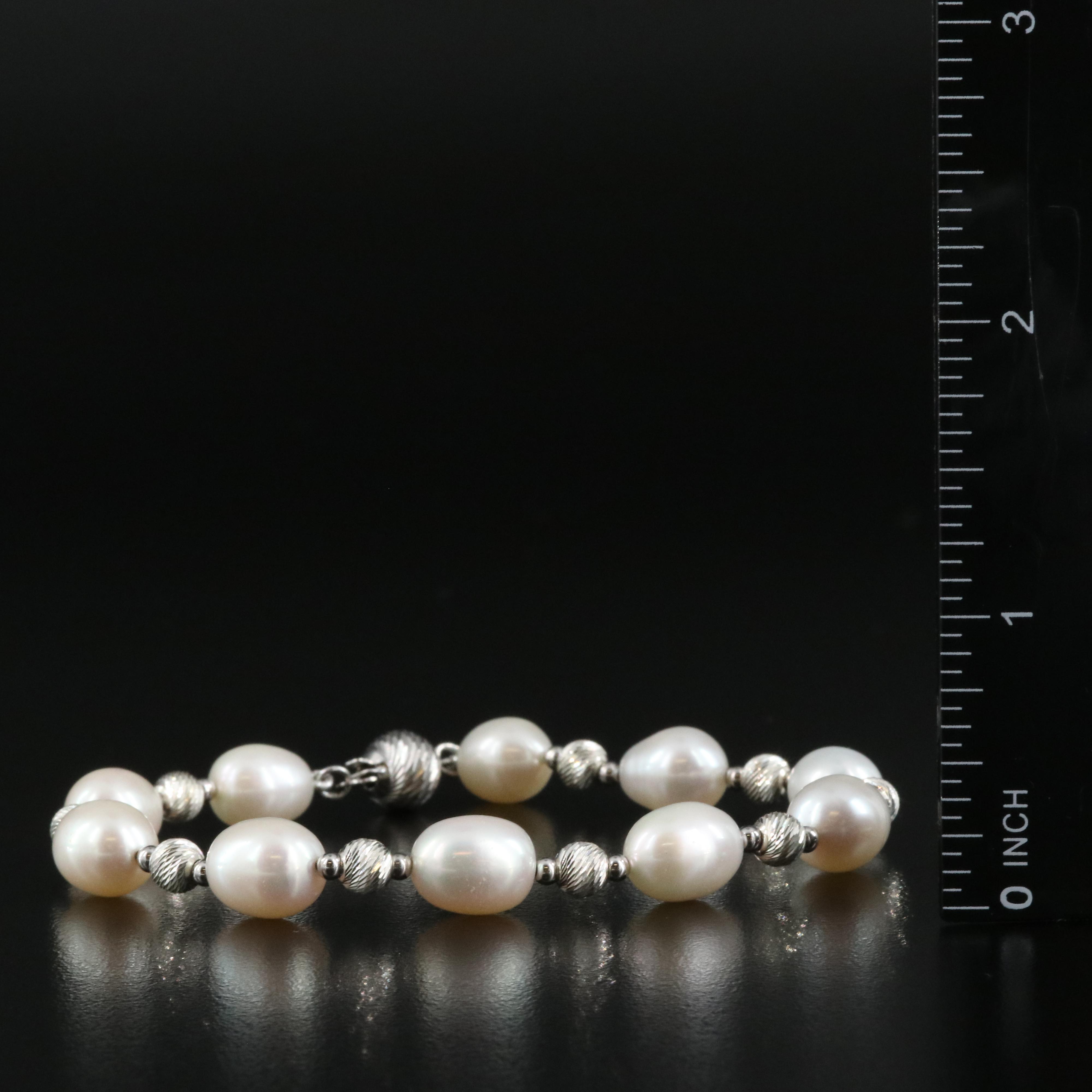 Sterling Pearl Necklace, Bracelet and Earring Set