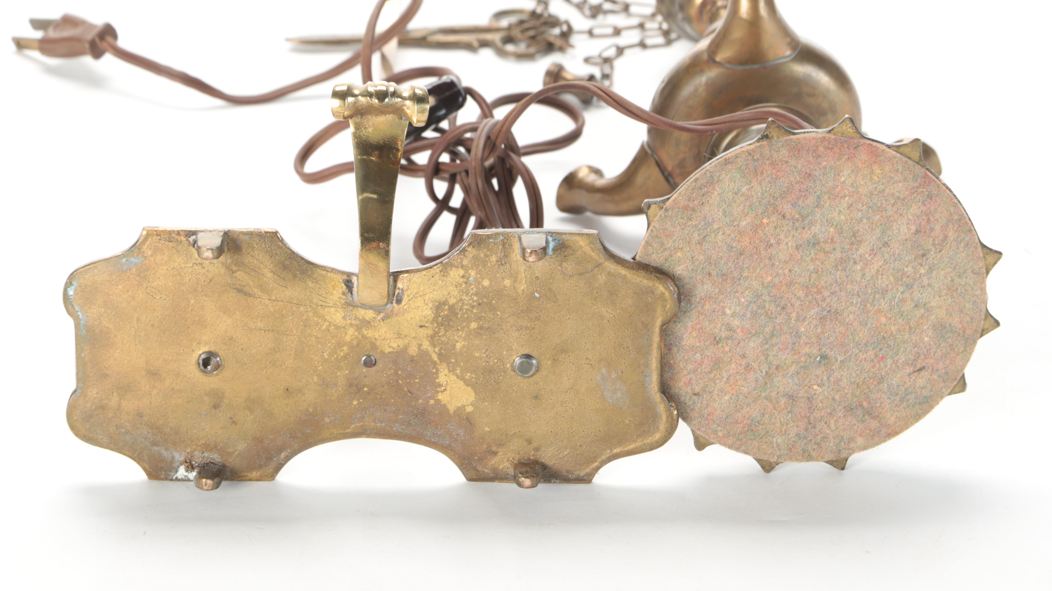 French Bouillotte Style Candle Lamp with Brass Oil Lamp Adapted Table Lamp