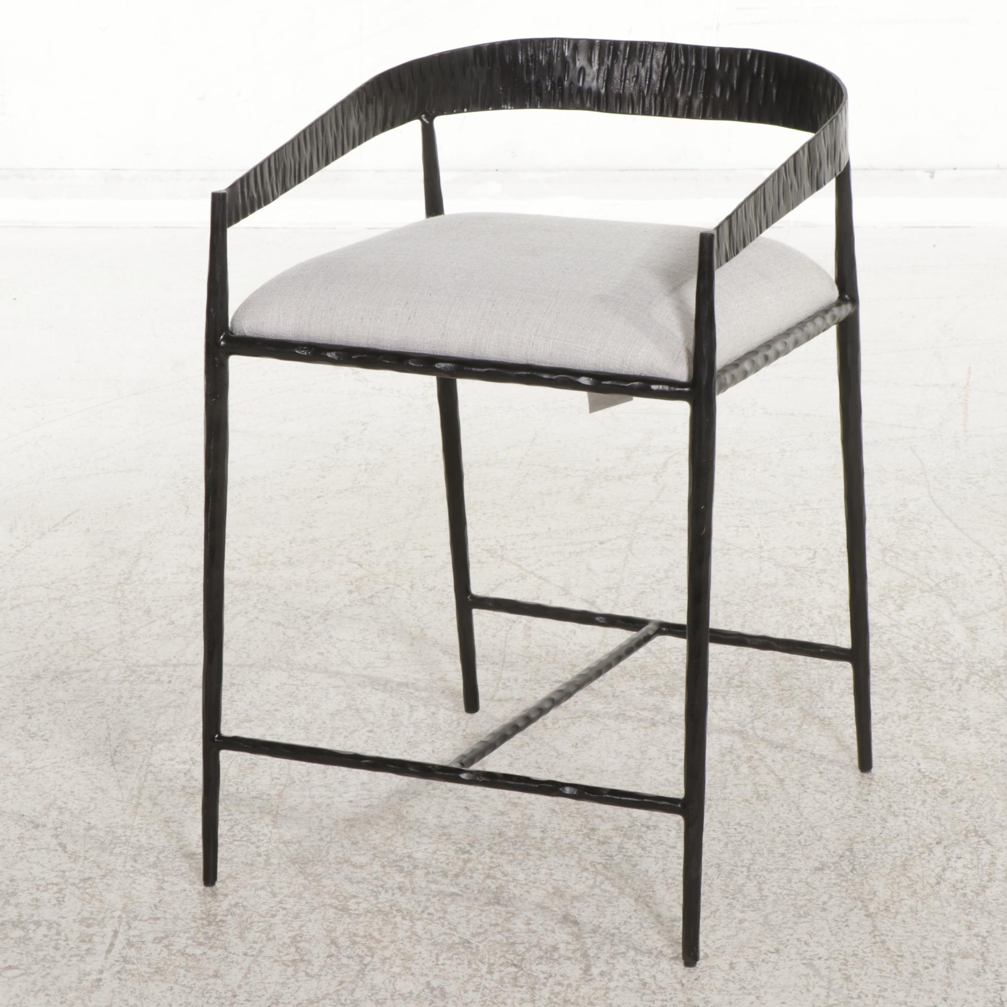 Three Arteriors Contemporary Wrought Iron Counter-Height Stools