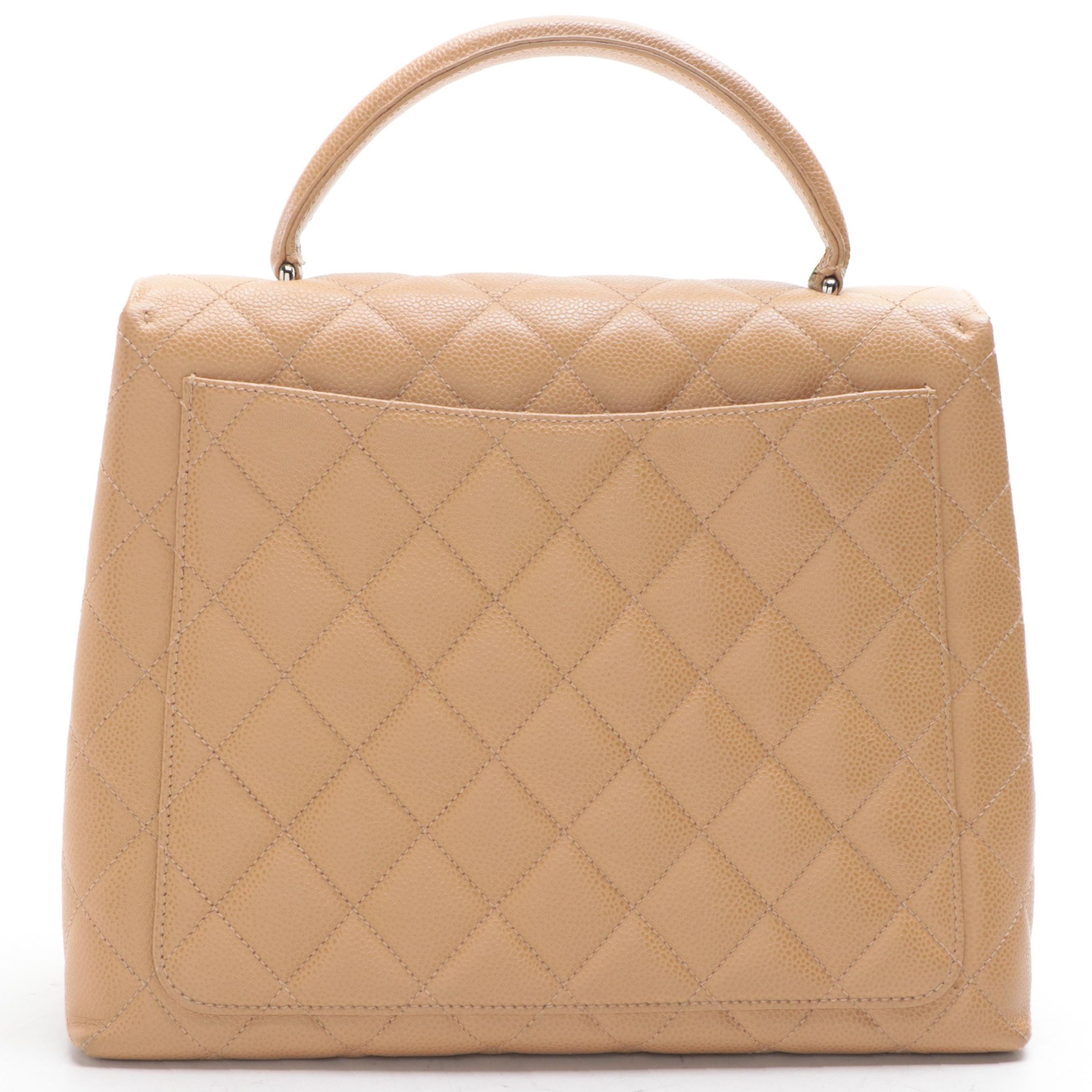 Chanel Top Handle Bag in Quilted Caviar Leather
